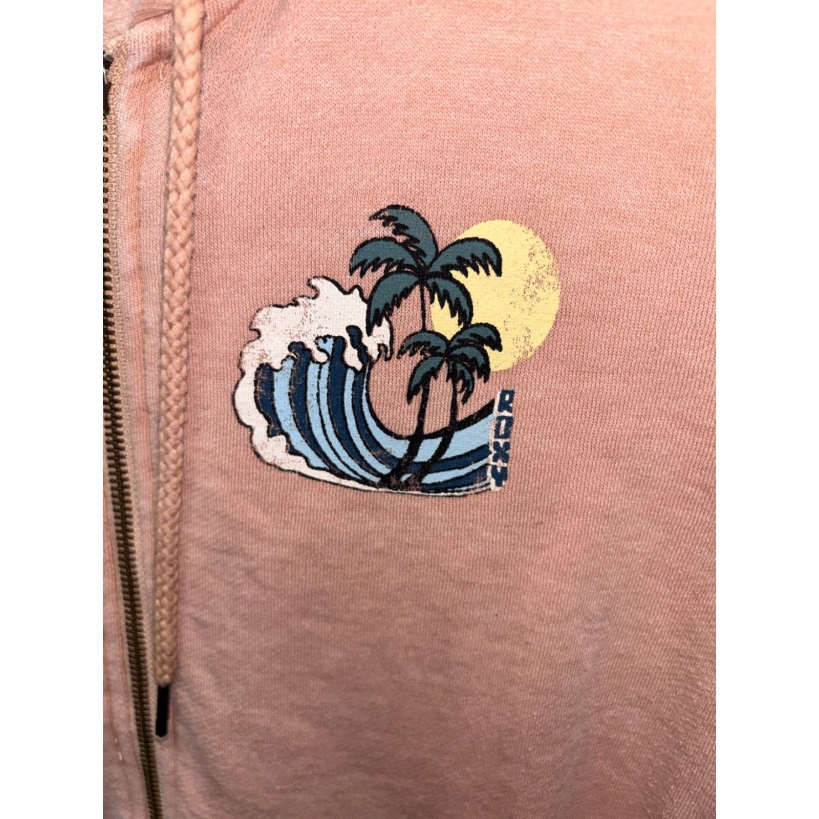 Vintage ROXY Pink Hooded Full Zip Jacket M Cotton Polyester Double Graphic Pockets Jacket Size M / US 6-8 / IT 42-44 - 4 Thumbnail