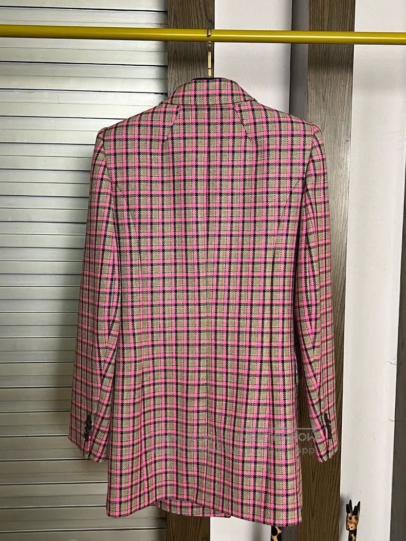 Balenciaga Balenciaga Plaid Double-Breasted Sandglass Blazer Coat Size XS / US 0-2 / IT 36-38 - 2 Thumbnail