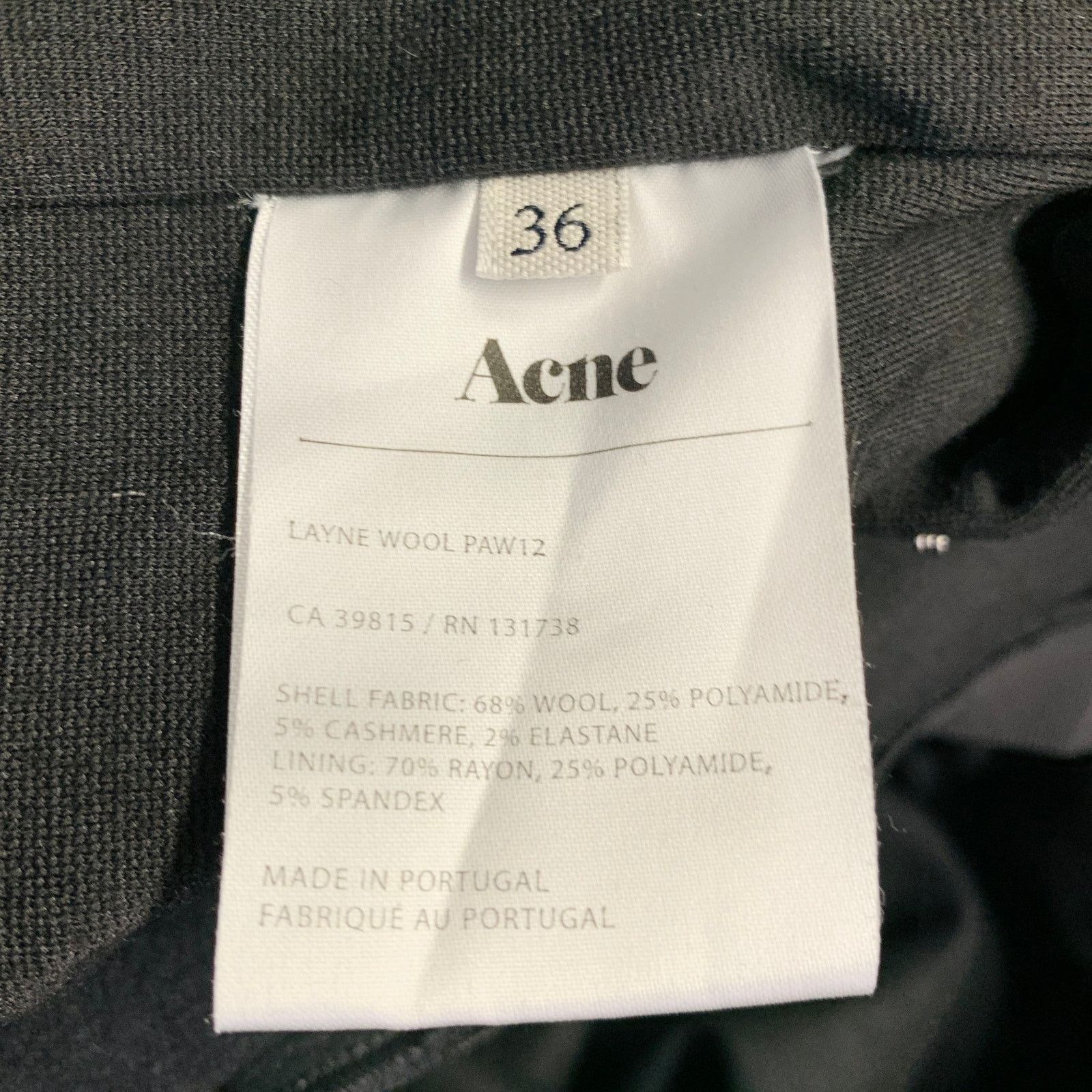 Acne Studios ACNE 0 Black Wool Blend Ruched Strapless Knee Length Dress Size XS / US 0-2 / IT 36-38 - 6 Thumbnail