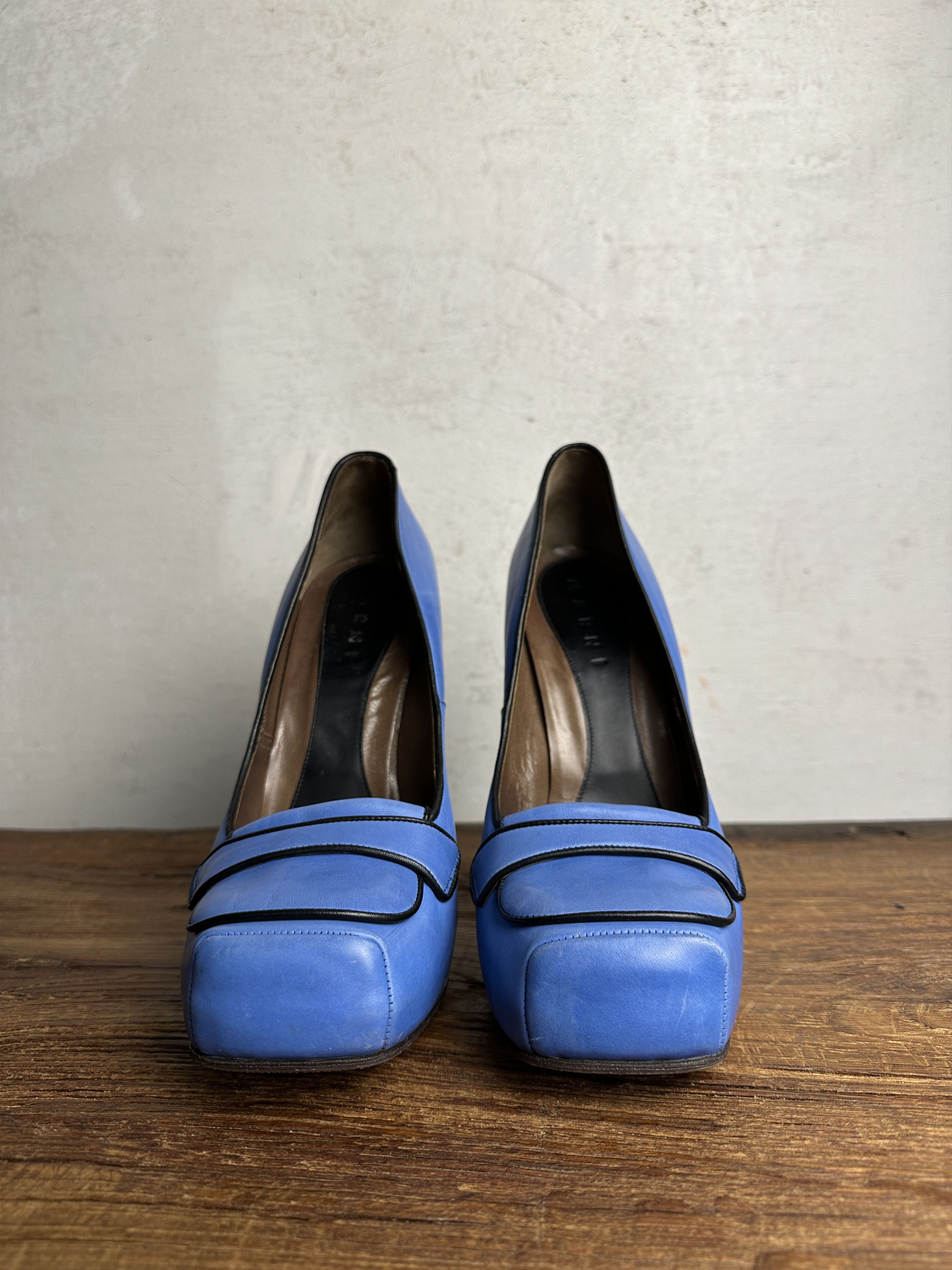 Marni Marni Blue Leather Platform Loafer Pumps Size US 10 / IT 40 - 13 Thumbnail