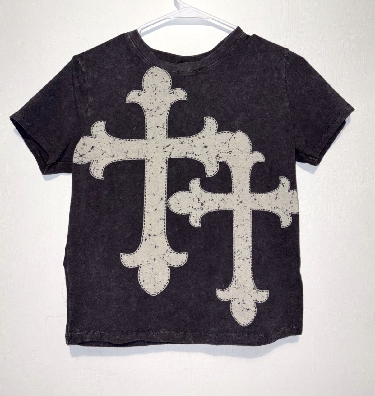 Other Woman's Black Graphic Cross Tee t shirt short sleeve cropped Size L / US 10 / IT 46 - 1 Thumbnail