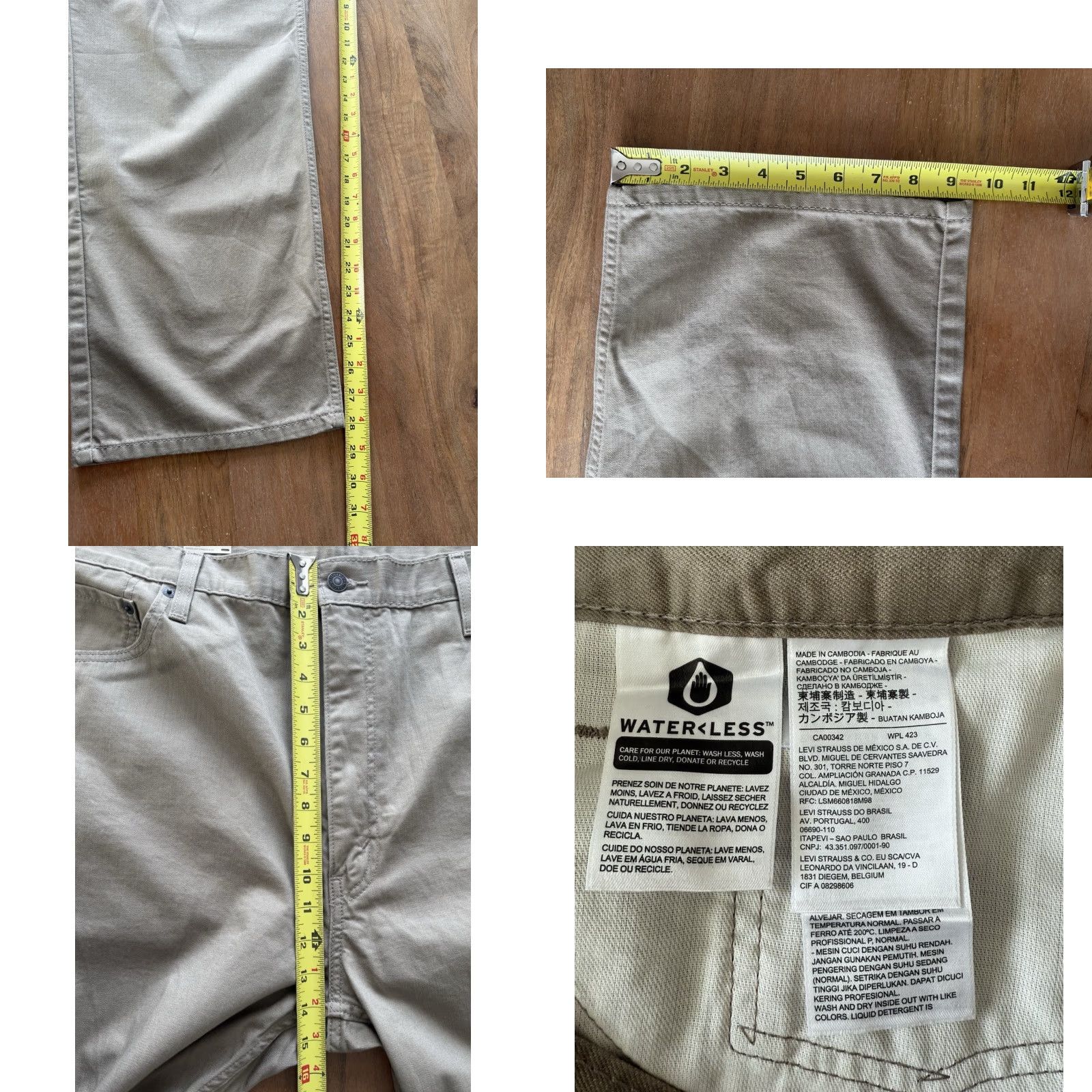 Levi's Levi's 559 Jeans Men Big & Tall 44x30 Beige Relaxed Straight Denim 5-Pocket Button Zip Size US 44 / EU 60 - 8 Thumbnail
