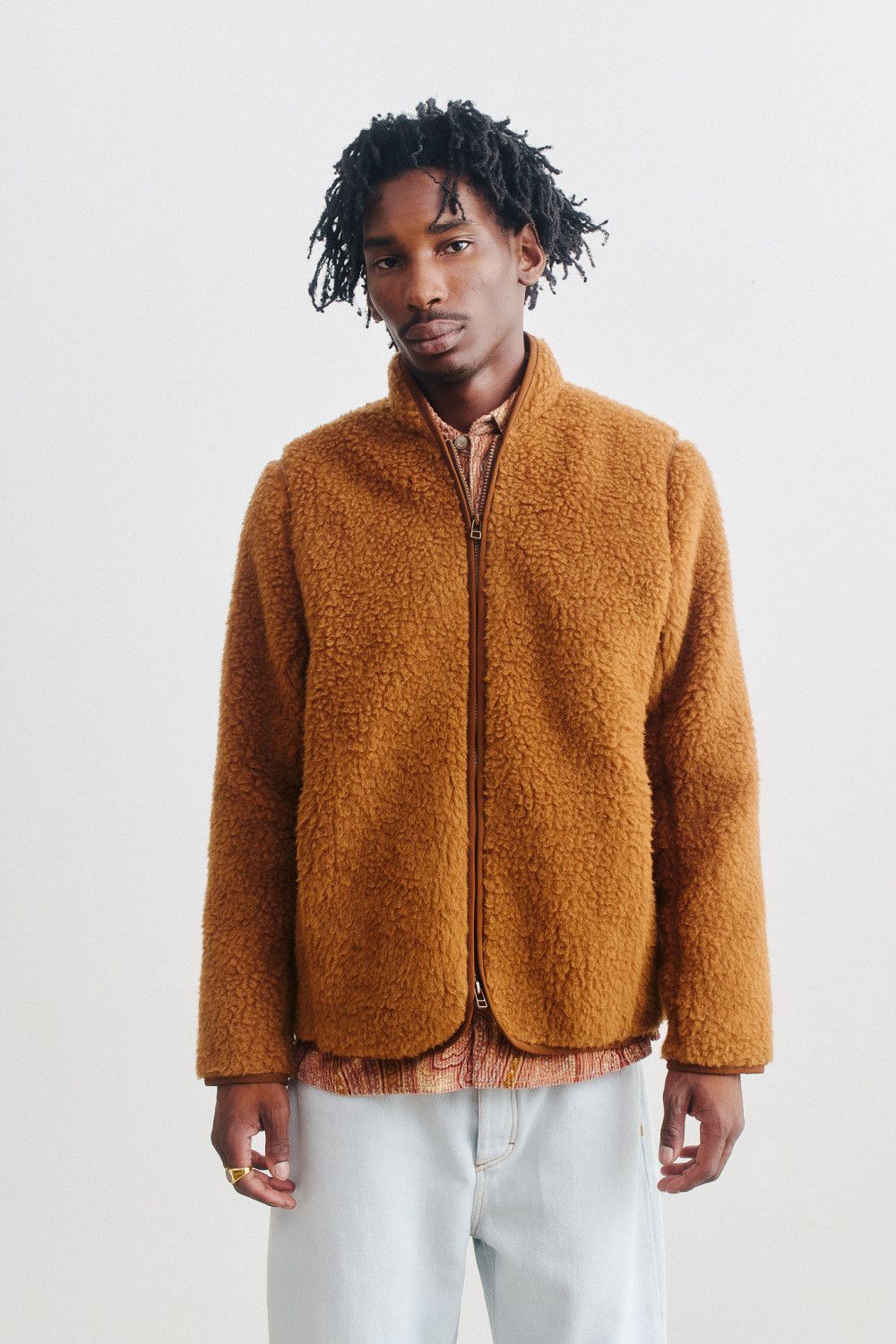 A Kind Of Guise 💚 AW23 A Kind Of Guise Floki Fleece Jacket Caramel NEW Size US M / EU 48-50 / 2 - 3 Thumbnail