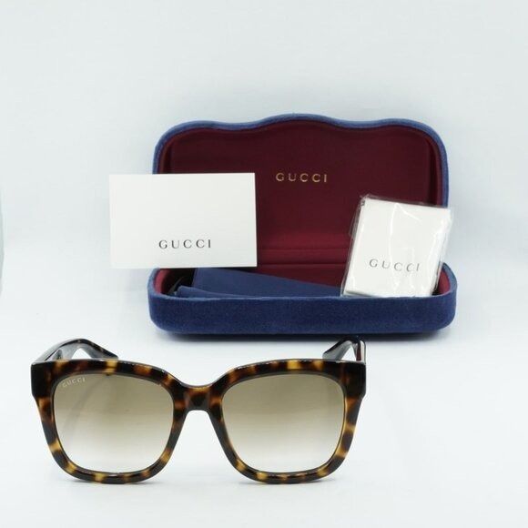 Gucci Gucci GG1338S 003 Sunglasses Dark Havana Square Frame Size ONE SIZE - 10 Thumbnail