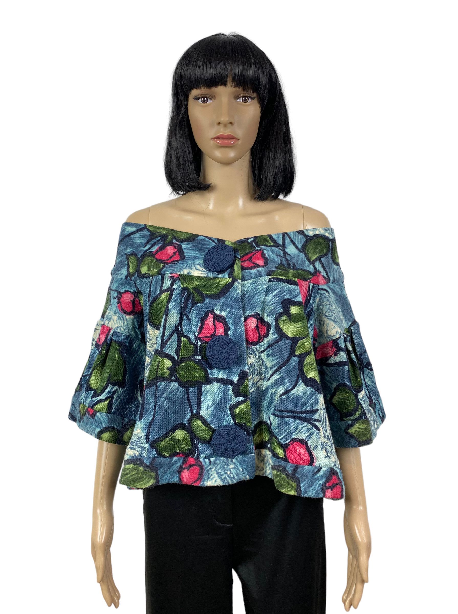 Kenzo kenzo off shoulder wool flower printed jacket size M Size M / US 6-8 / IT 42-44 - 1 Thumbnail