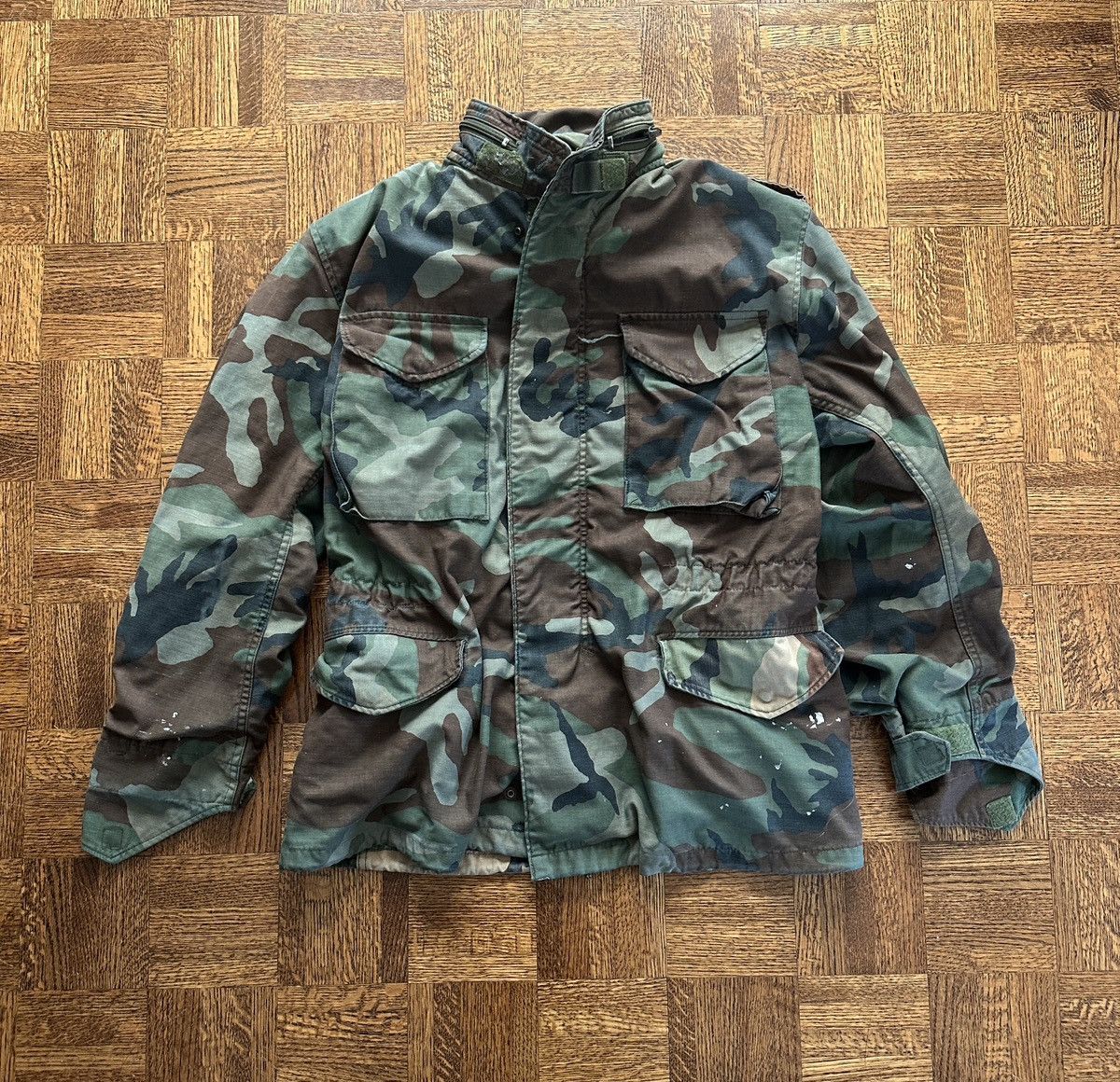 Vintage Vintage 80s Military Cold Weather Camo Field Jacket Coat Size US S / EU 44-46 / 1 - 1 Thumbnail