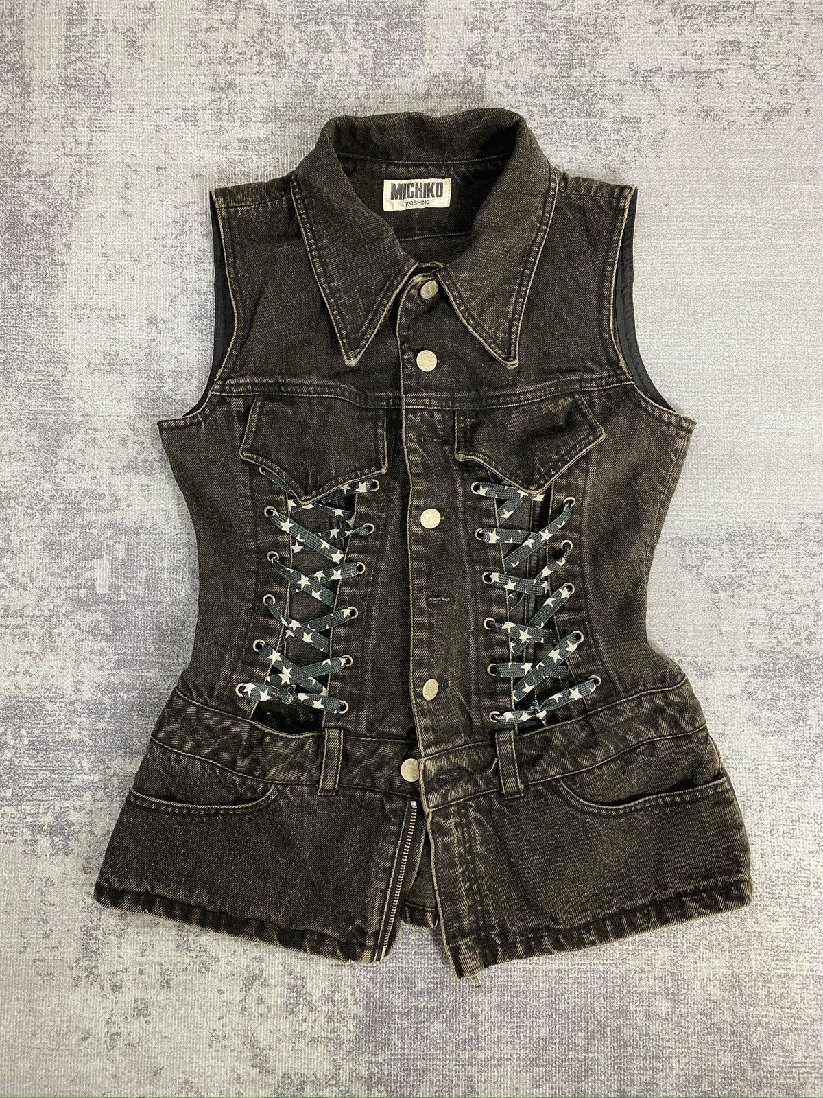 Michiko Koshino London michiko london corset lace up denim vest Size S / US 4 / IT 40 - 1 Thumbnail