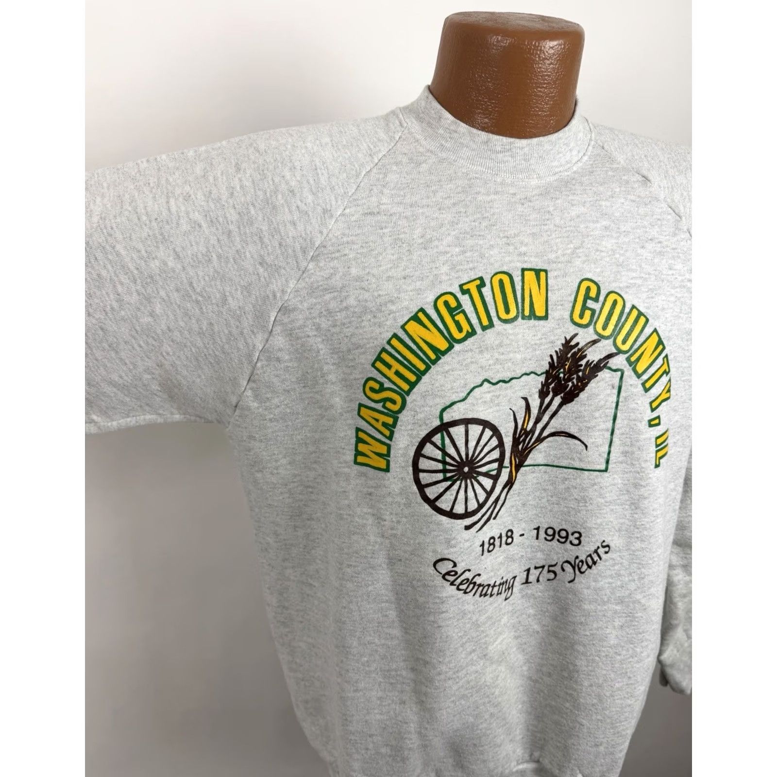 Fruit Of The Loom VINTAGE Fruit of the Loom Sweatshirt Mens Large Raglan Gray Illinois 90s Genture Graphics Print Crew Neck Pullover Size US L / EU 52-54 / 3 - 3 Thumbnail