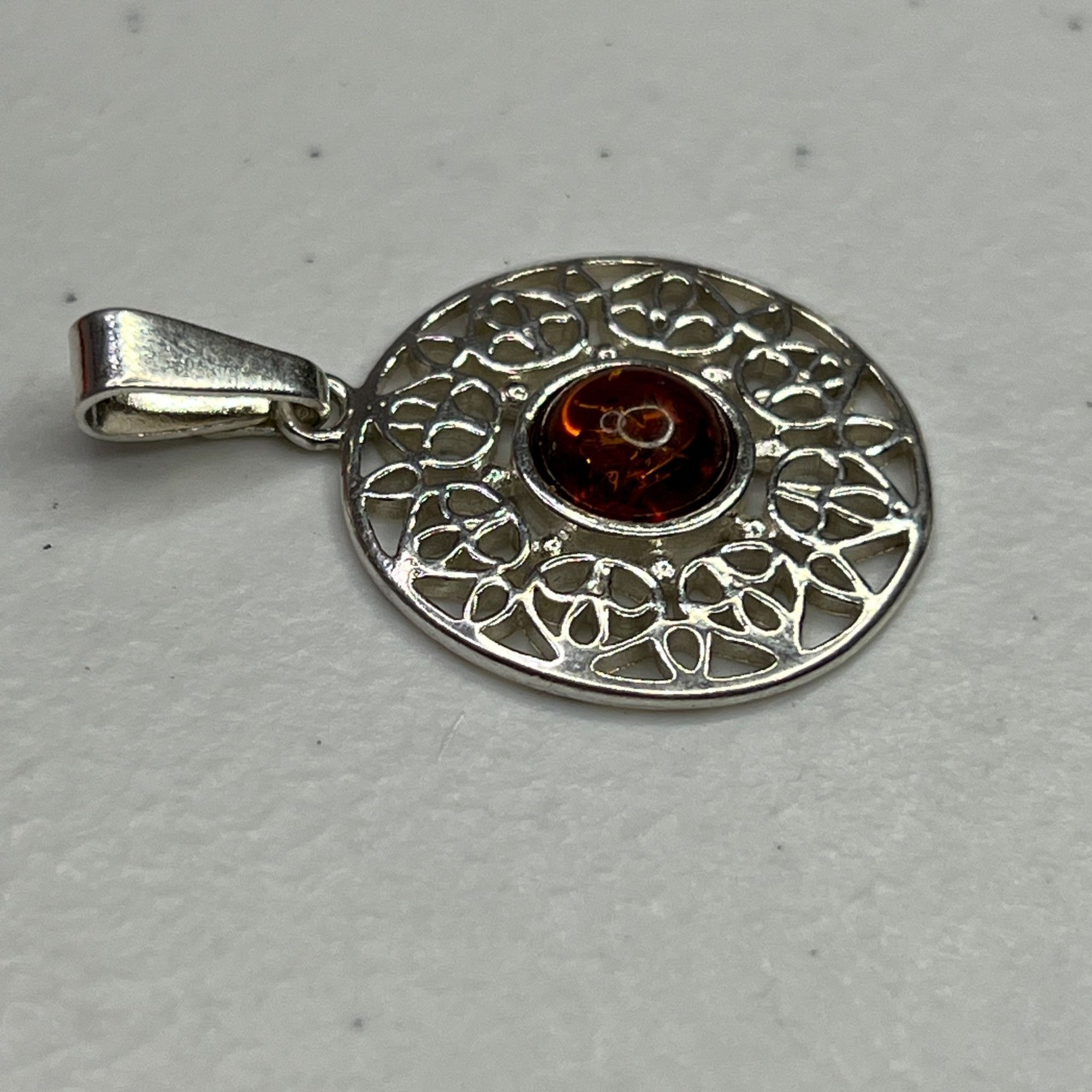 Other Amber & Sterling Silver Intricate Filigree Pendant With Circ Size ONE SIZE - 8 Thumbnail