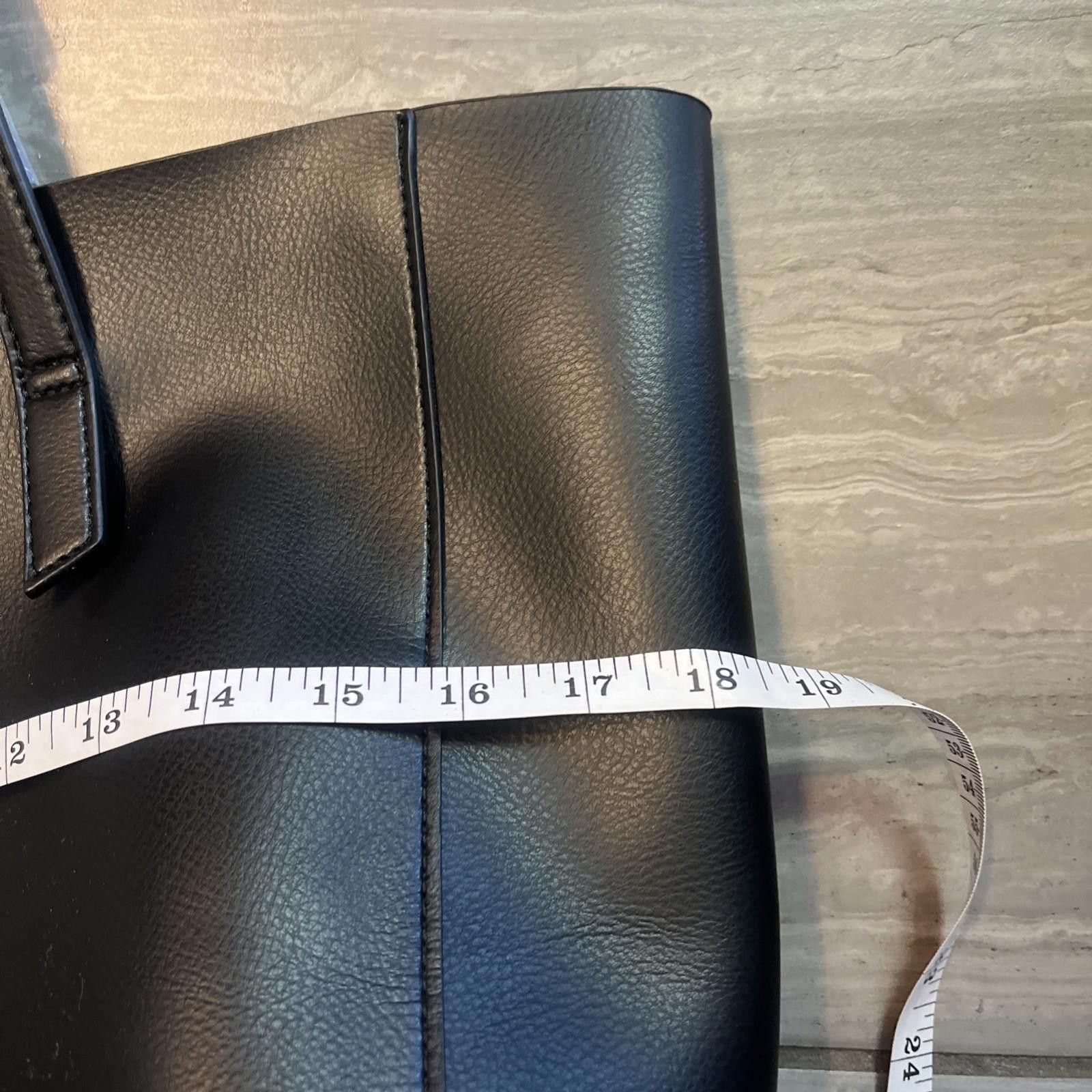 Macys Macy's Black Faux Leather Blue Insides Women's Tote Bag Big Size ONE SIZE - 4 Thumbnail