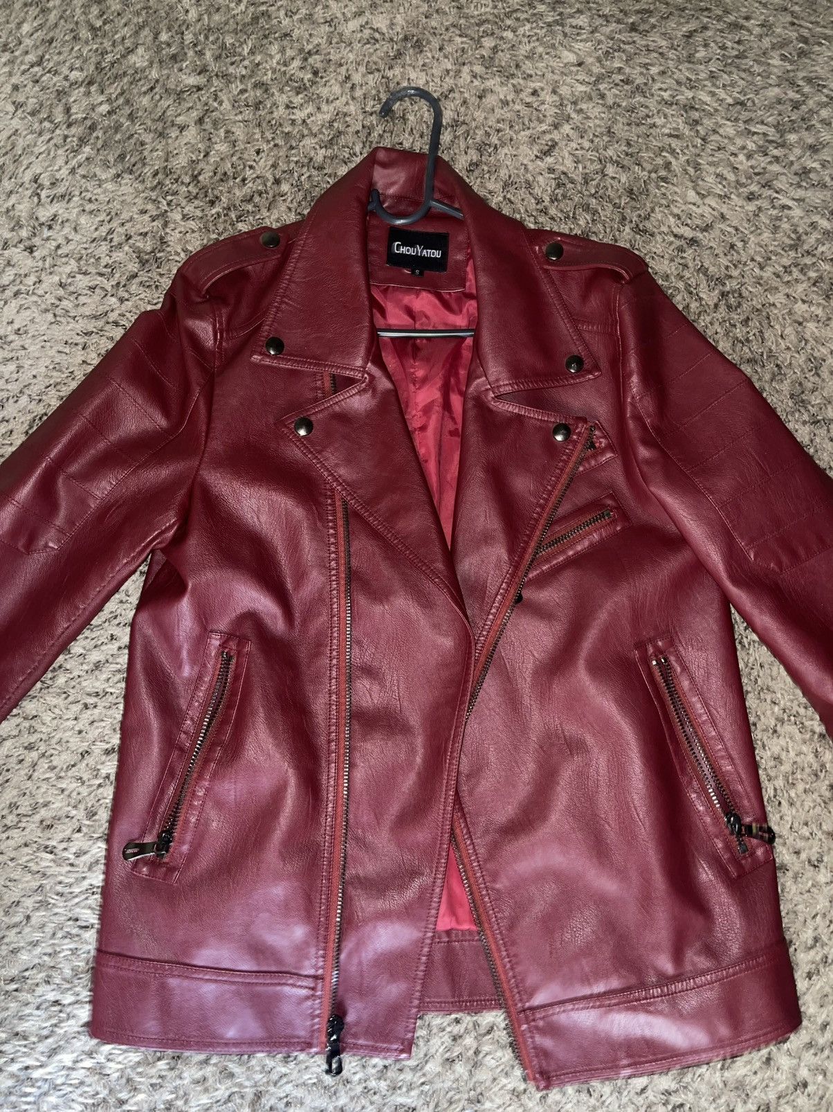 Vintage Red Faux Leather Jacket Size US S / EU 44-46 / 1 - 1 Thumbnail