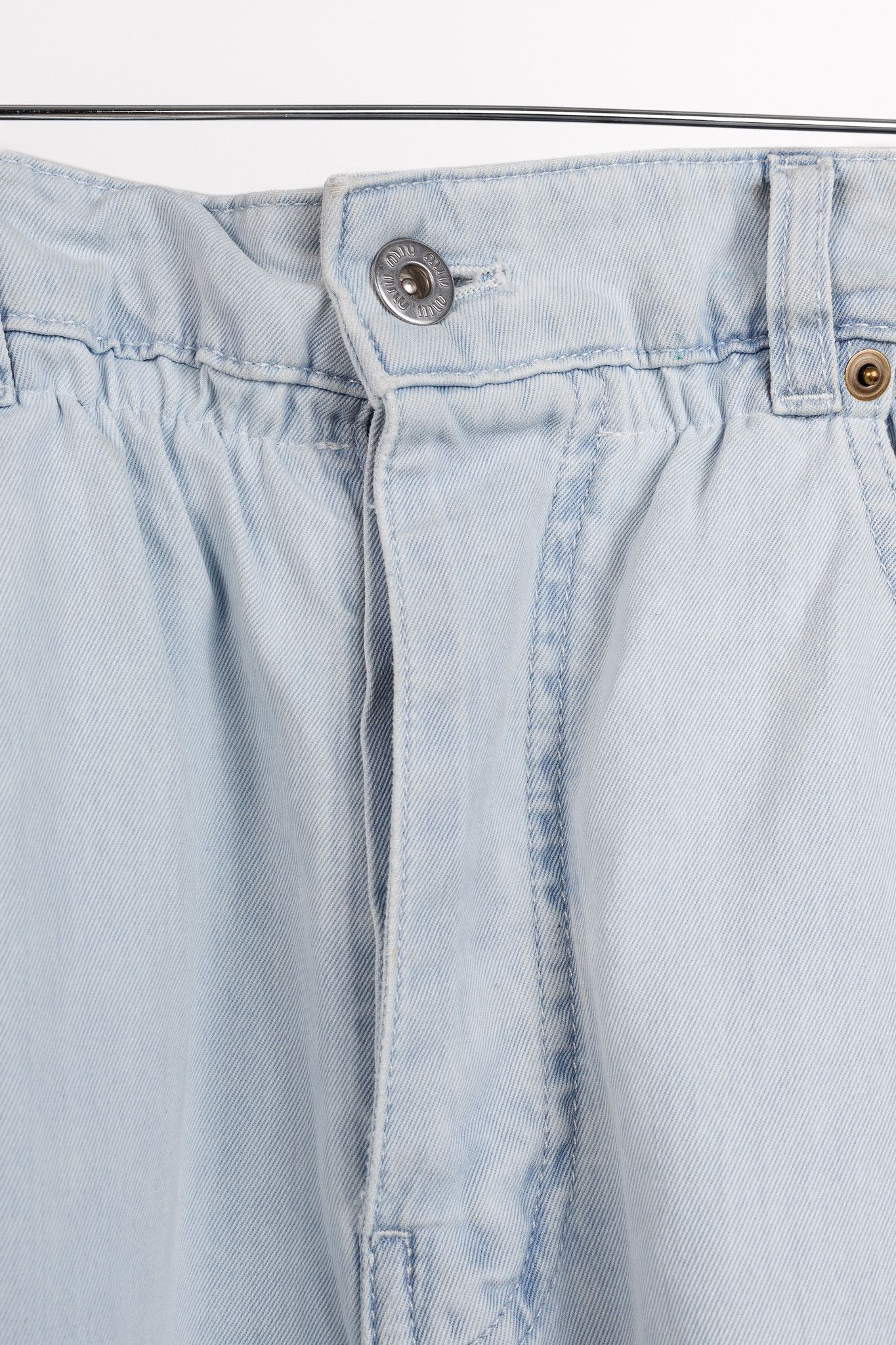 Miu Miu Miu Miu Light-Wash Twill Ruffled Wide-Leg Jeans Size 26" / US 2 / IT 38 - 8 Thumbnail