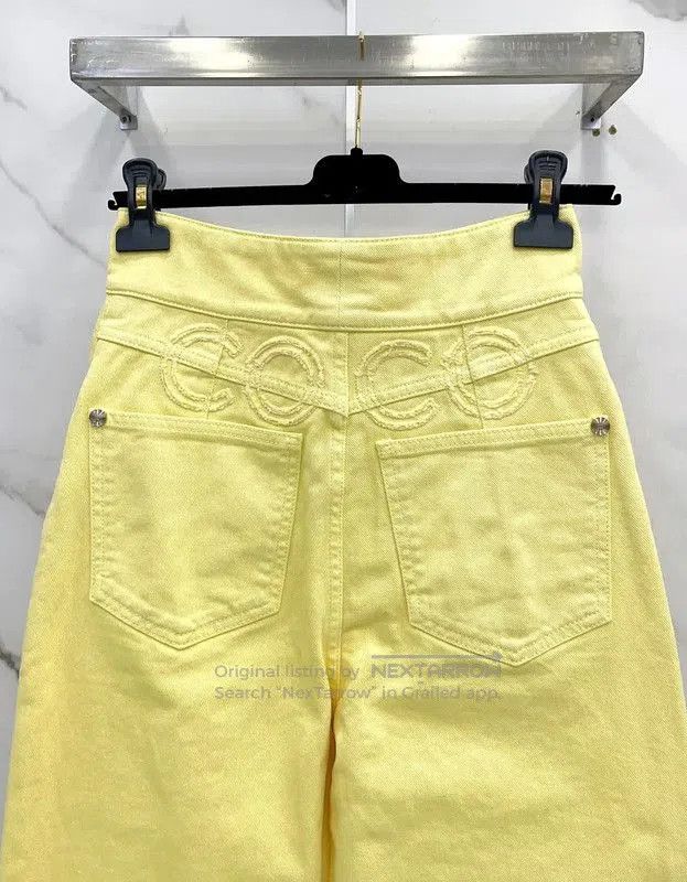 Chanel Chanel Spring Autumn Yellow Cotton Pants . Size 23" - 9 Thumbnail