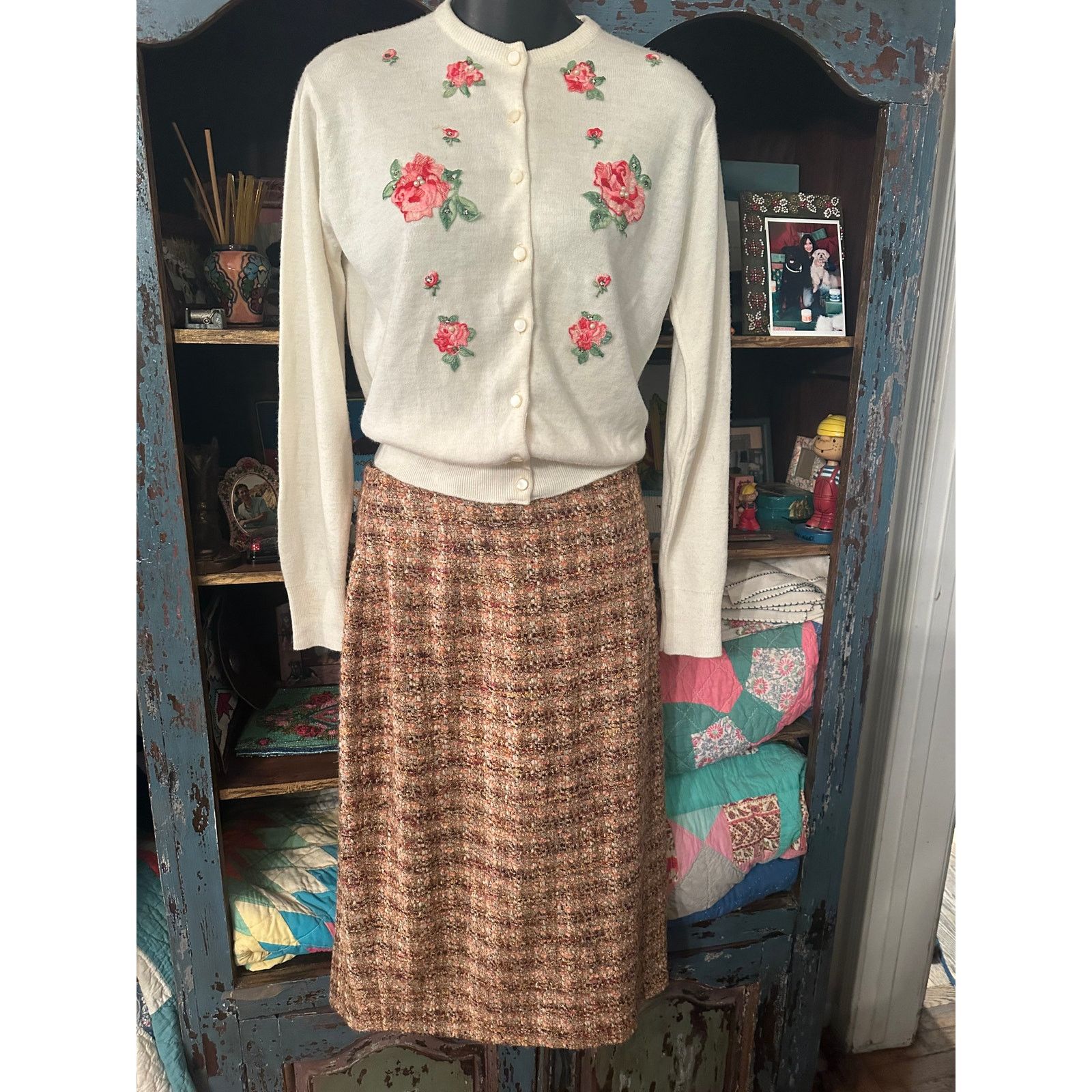 Lafayette 148 NEW LAFAYETTE 148 NUBBY TWEED SKIRT GOLD FLECKS 10 Size 32" / US 10 / IT 46 - 9 Thumbnail