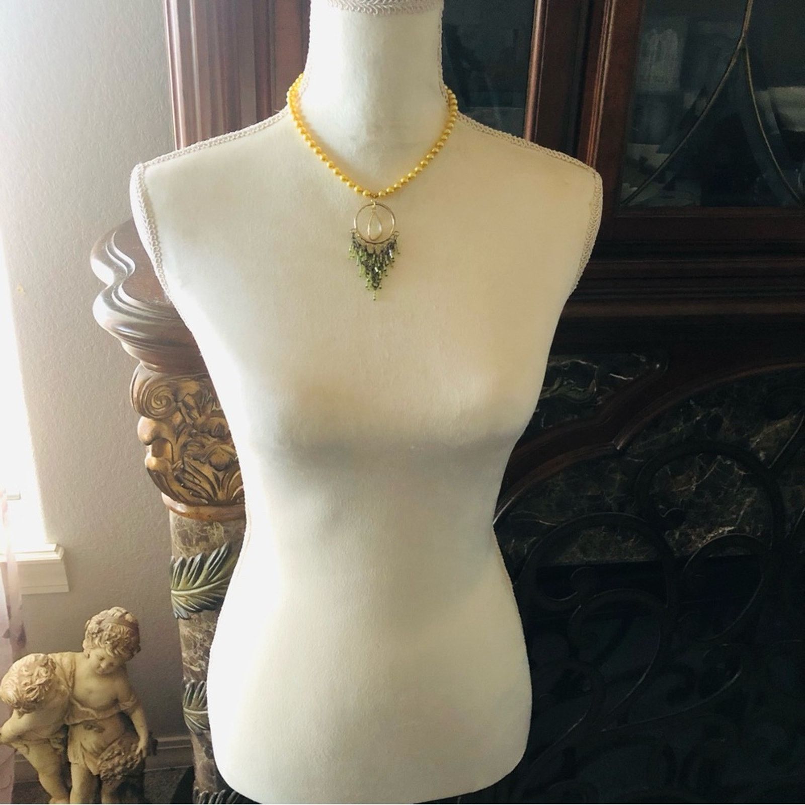 Handmade Handcrafted repurpose faux opal beaded fringe Pearl necklace Size ONE SIZE - 6 Thumbnail