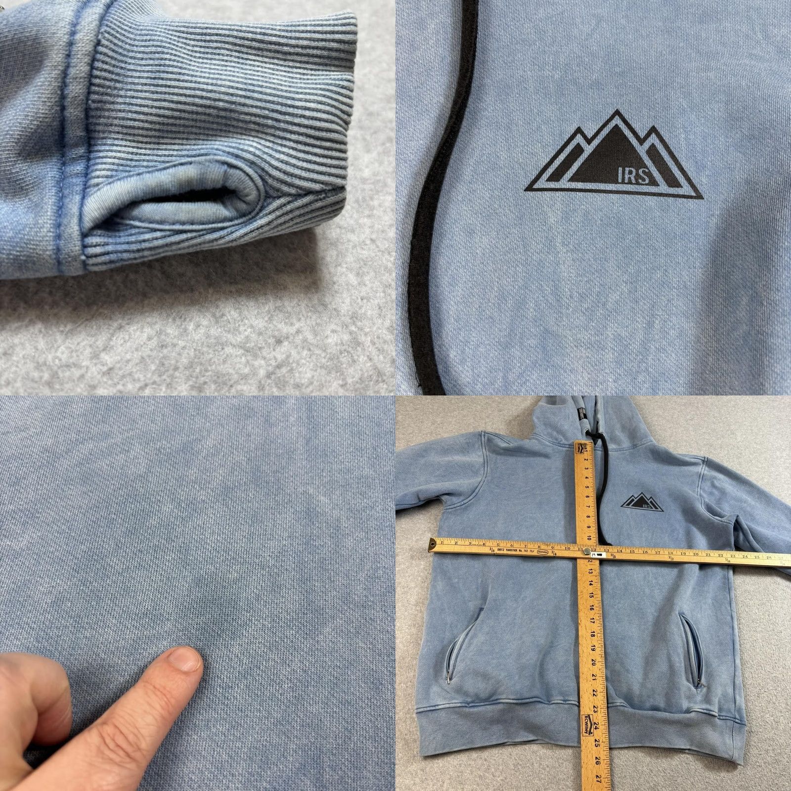 Vintage IRS Hoodie Men M Blue Graphic Print Pullover Sweatshirt with Hood Pockets Size US M / EU 48-50 / 2 - 8 Thumbnail