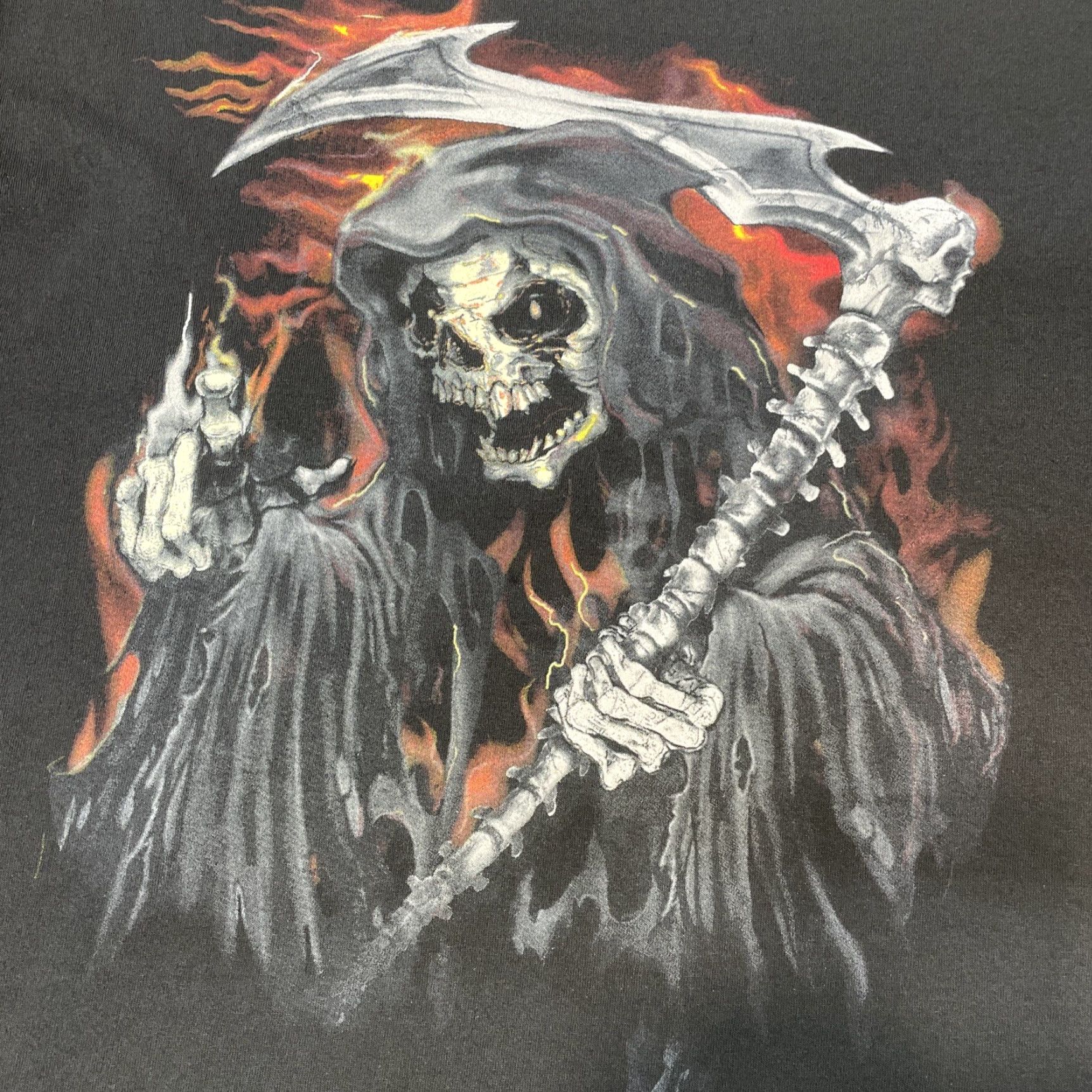 Vintage VINTAGE Grim Reaper Skull Shirt Black Adult XL Short Sleeve Mens Size US XL / EU 56 / 4 - 6 Thumbnail