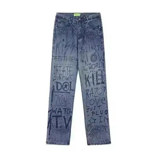Japanese Brand VIBE Graffiti faded blue jeans Size US 32 / EU 48 - 7 Thumbnail
