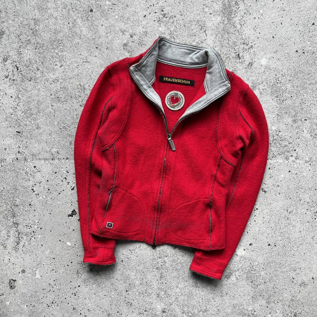 image of Cashmere Wool x Frauenschuh Kitzbuhel Luxury Zip Wool Sweater Rrp - $598 in Red, Women's (Size Medi