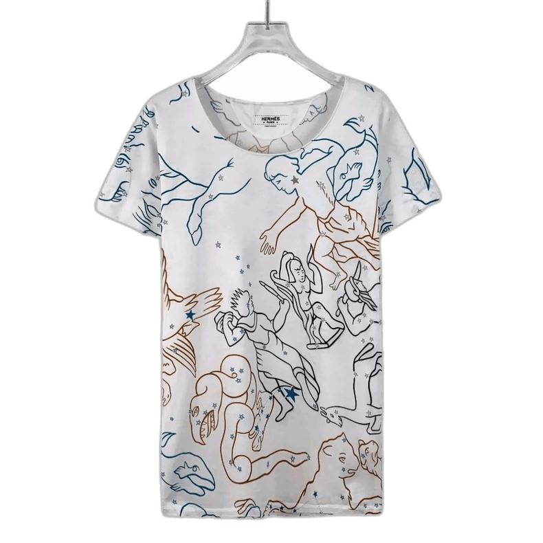 Hermes Hermes White Star Constellation Printed TShirt-2506 Size XS / US 0-2 / IT 36-38 - 1 Thumbnail