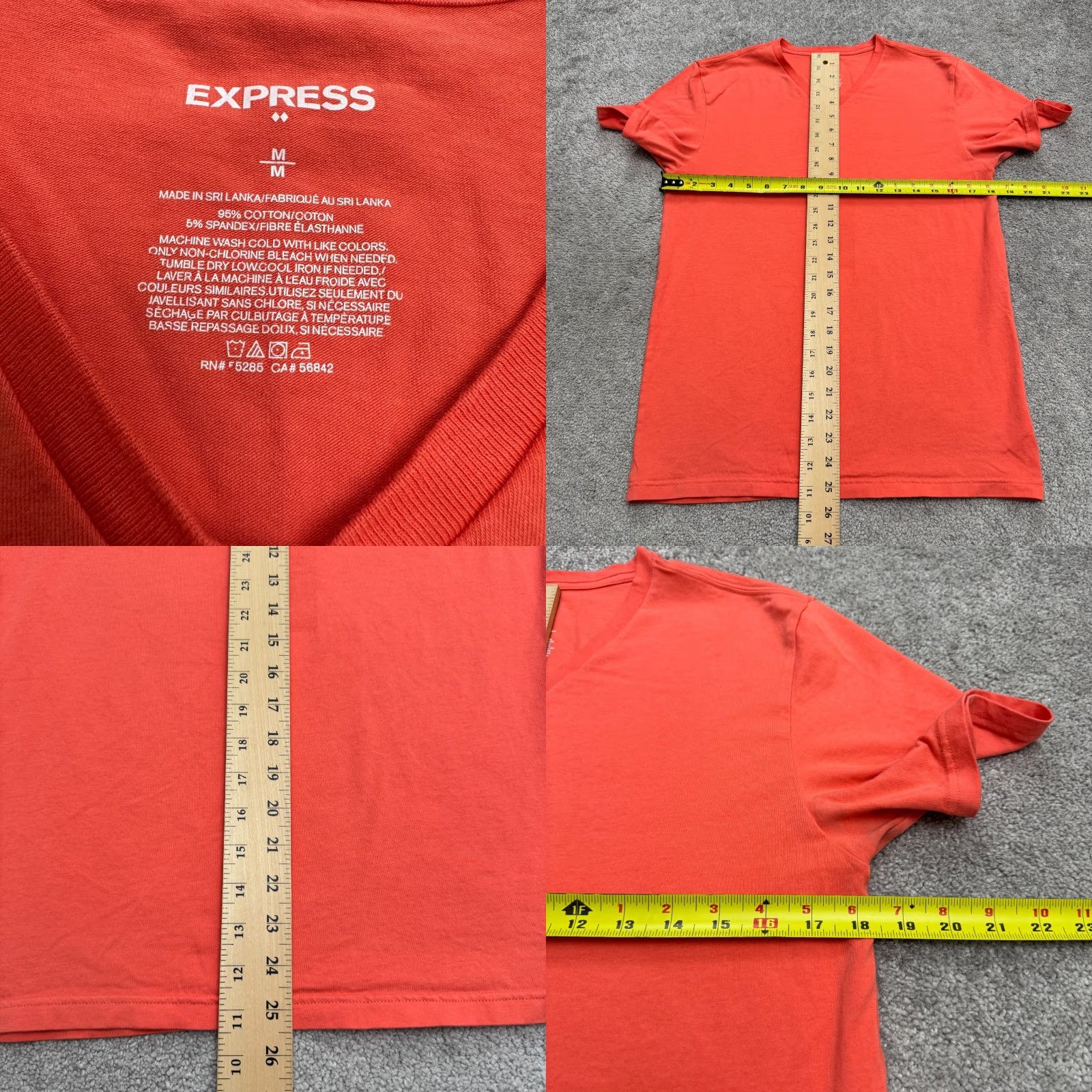 Express EXPRESS V-Neck T-Shirt Mens Medium Cotton Tee Short Sleeve Orange Size US M / EU 48-50 / 2 - 8 Thumbnail