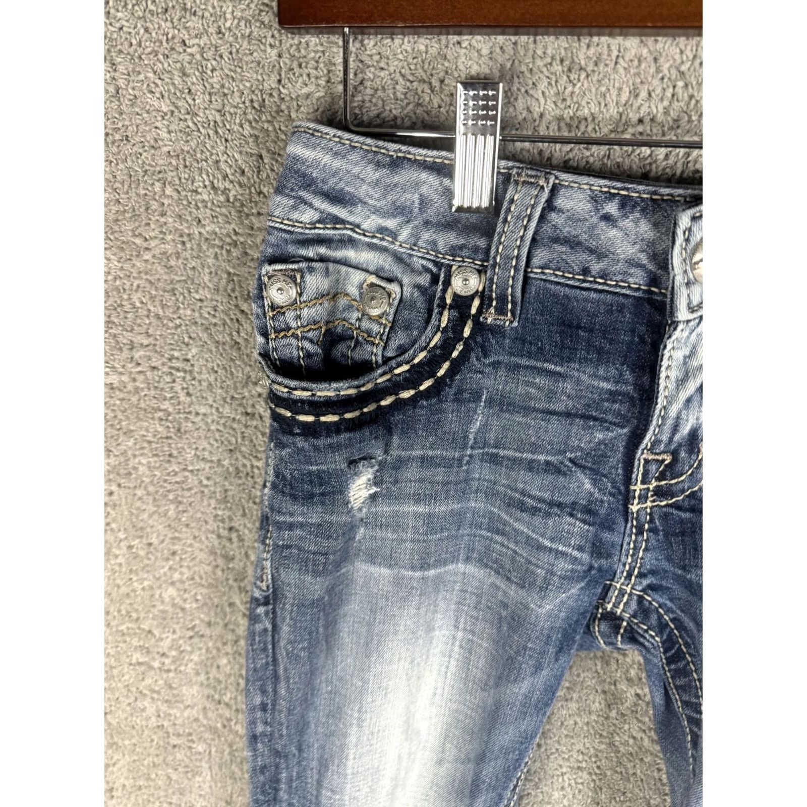 Miss Me Miss Me Jeans Womens 26 Blue Ankle Cropped Skinny Distressed Embellished Slim Embroidered Pockets Size 26" / US 2 / IT 38 - 2 Thumbnail