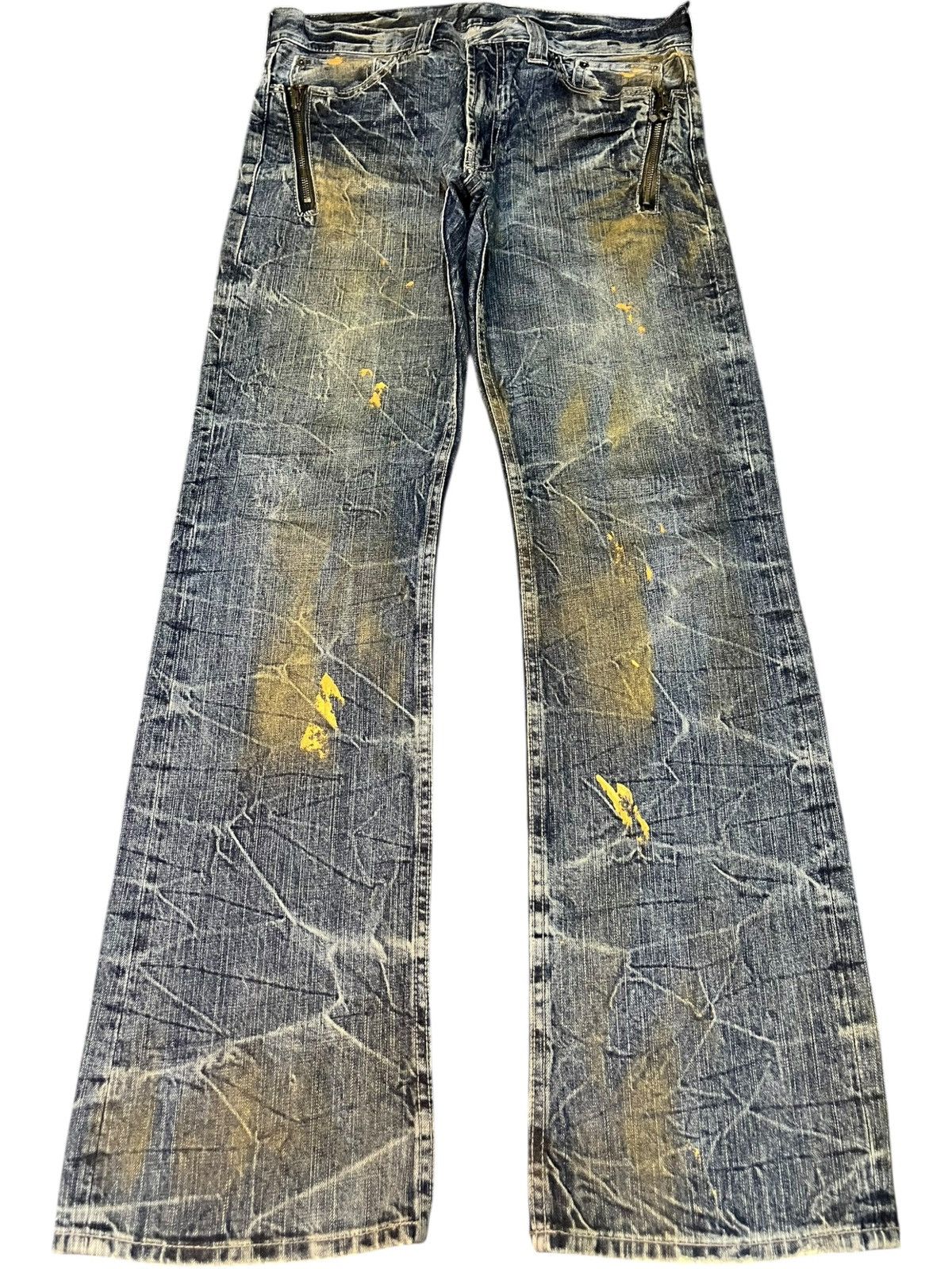 If Six Was Nine Vintage Japanese Brand Rusty Wash Punk Flare Jeans Size US 34 / EU 50 - 1 Thumbnail