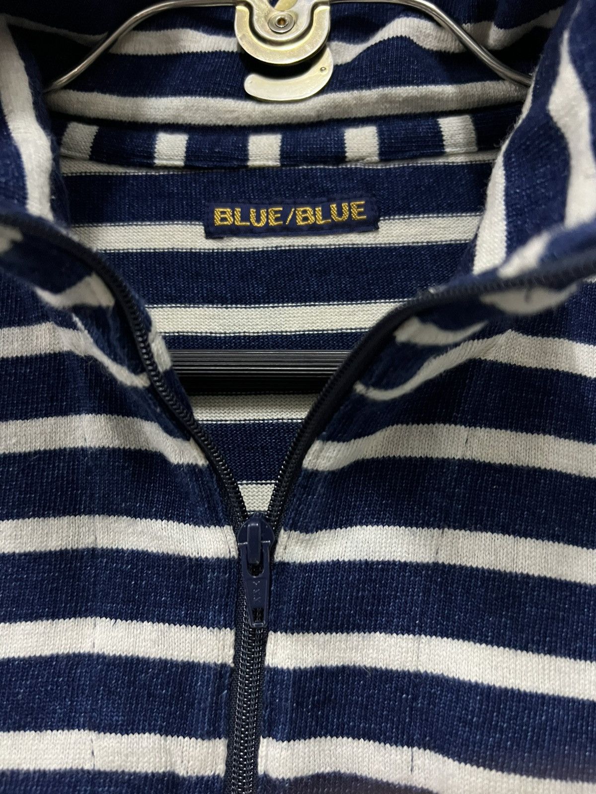 45rpm Indigo Dyed Border Striped Half Zipper Pullover Sweater Size US L / EU 52-54 / 3 - 7 Thumbnail