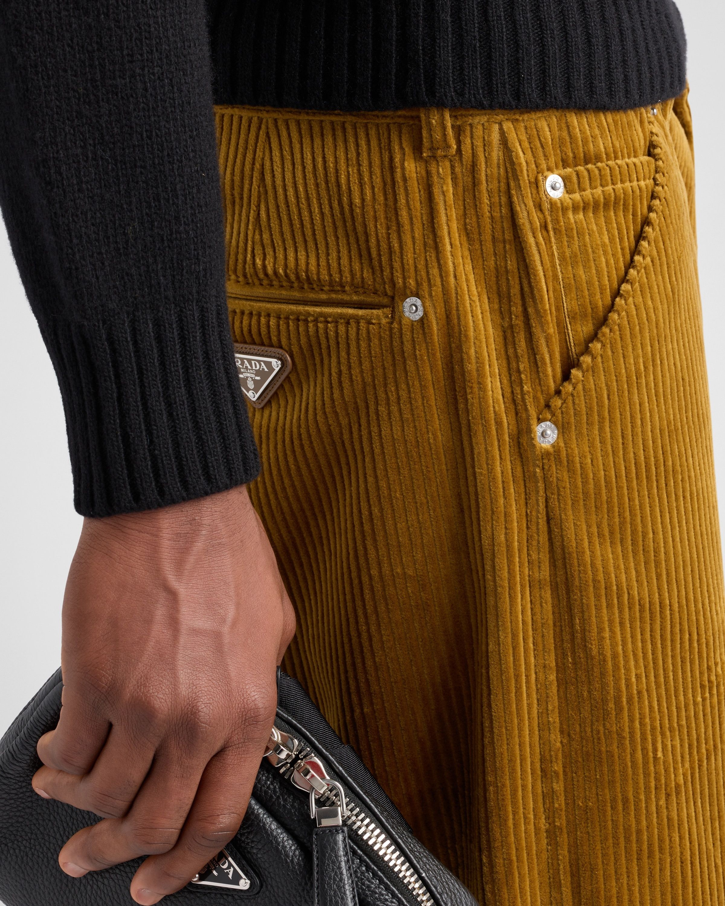 Prada o1bcso1str1025 Velluto Pinwale Corduroy Pants in Yellow Size US 34 / EU 50 - 4 Thumbnail