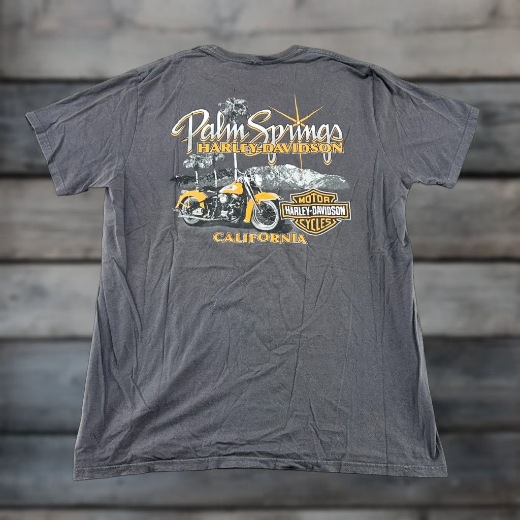 Harley Davidson Harley-Davidson Shirt Mens XL Grey Short Sleeve Spellout Palm Springs California Vintage No Size US L / EU 52-54 / 3 - 1 Thumbnail