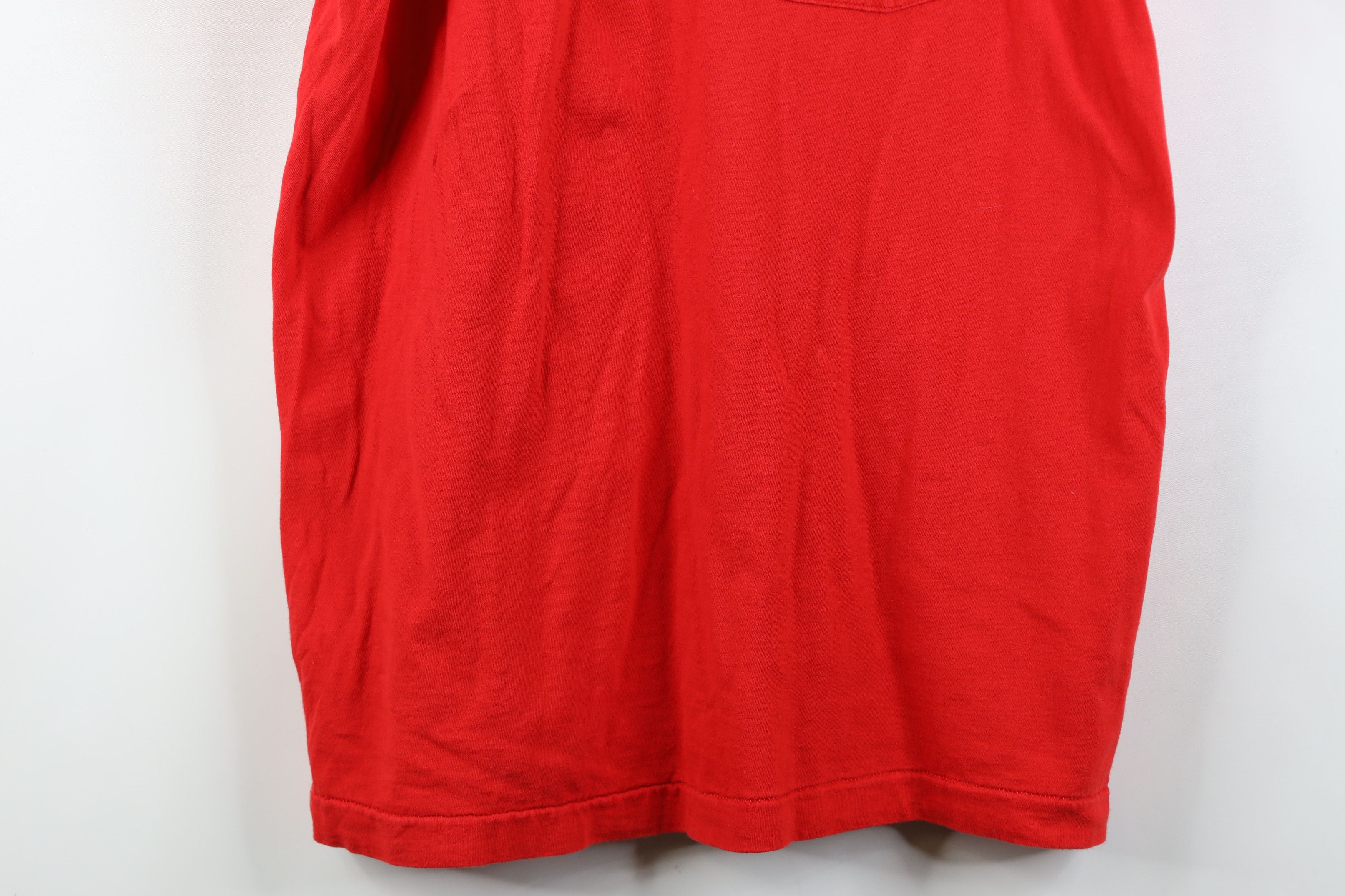 Vintage Vintage 90s Streetwear Blank Cotton T-Shirt Pocket Red USA Size US XL / EU 56 / 4 - 3 Thumbnail