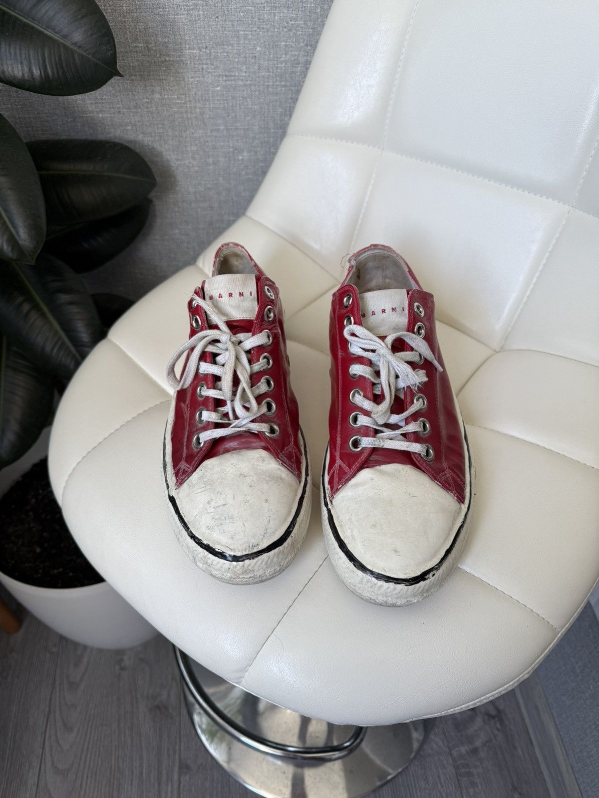 Marni MARNI Gooey Red Converse Low Top Destroyed Sneakers Size 43 Size US 10 / EU 43 - 14 Thumbnail