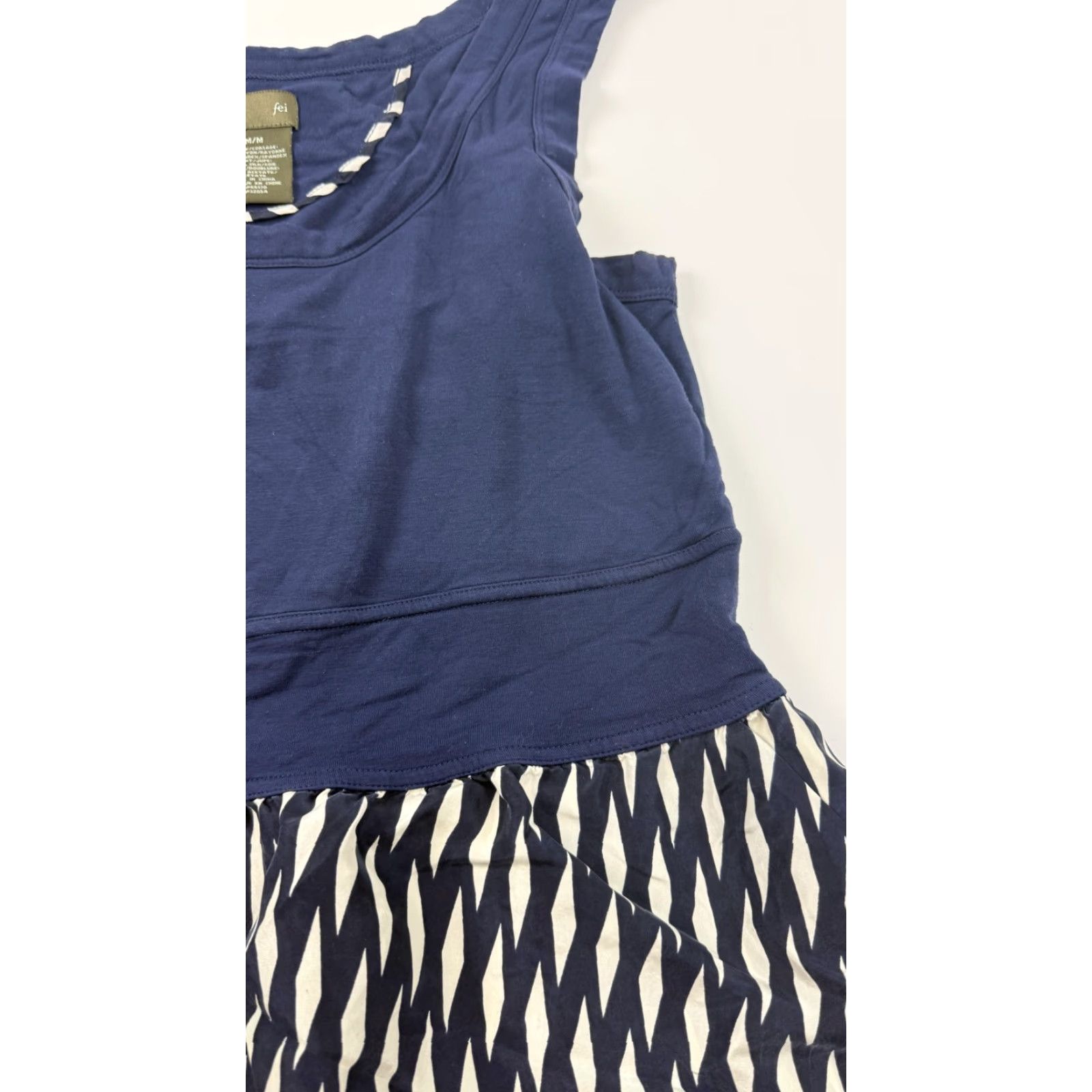 Feit Fei Dress Womens M Blue Geometric Silk Sleeveless Fit & Flare Knee Length Dress Size M / US 6-8 / IT 42-44 - 5 Thumbnail