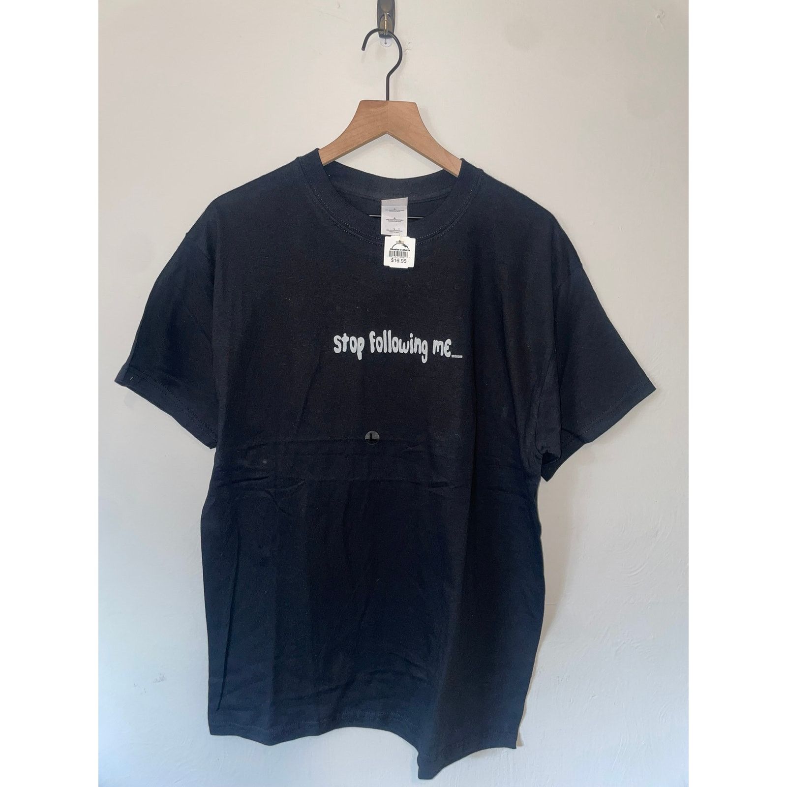 Gildan Y2K Stop Following Me Joke Humor Black Shirt 2000s Large L Size US L / EU 52-54 / 3 - 1 Thumbnail