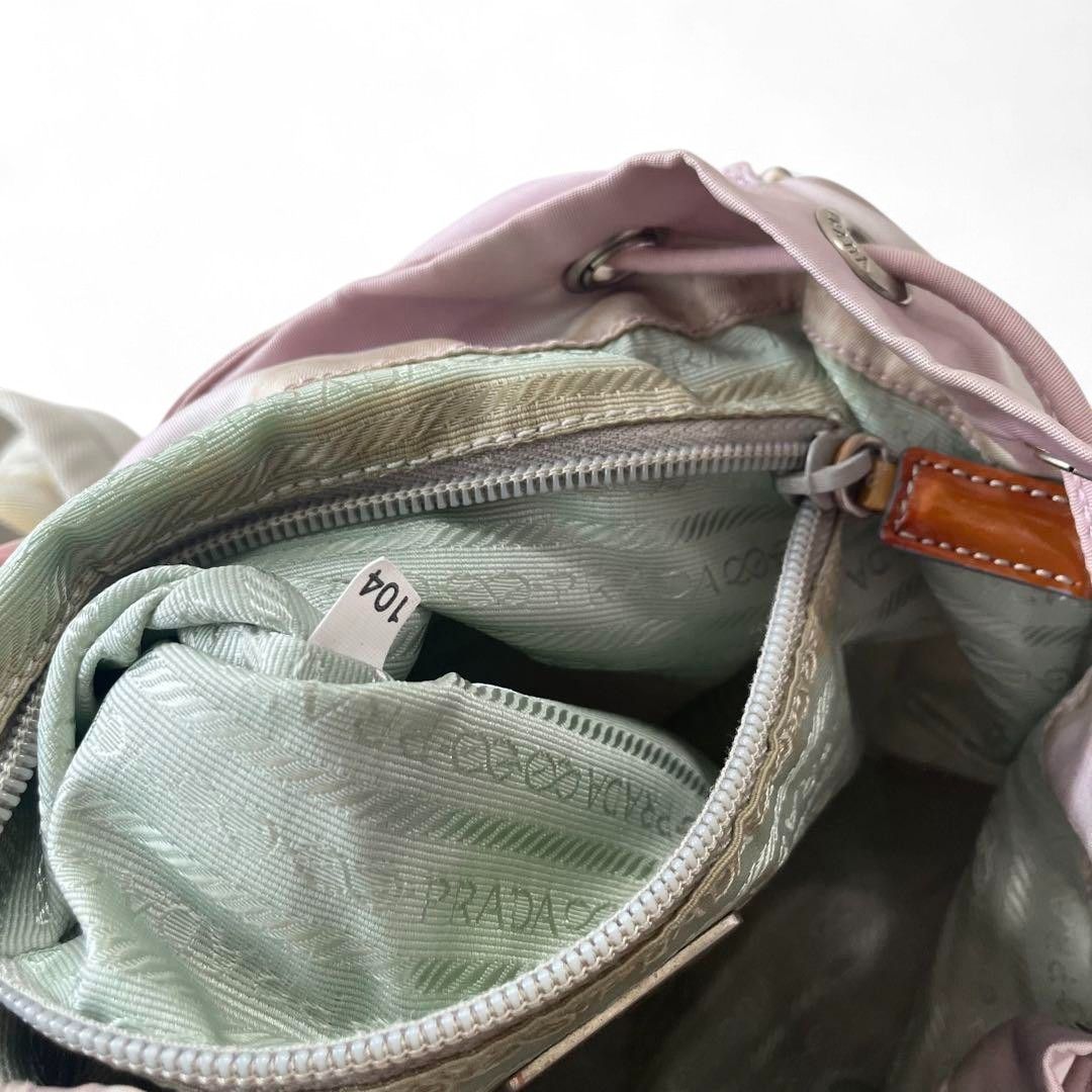 Prada Prada - Pink Leather Nylon Rucksack Backpack Triangle Logo Size ONE SIZE - 15 Thumbnail