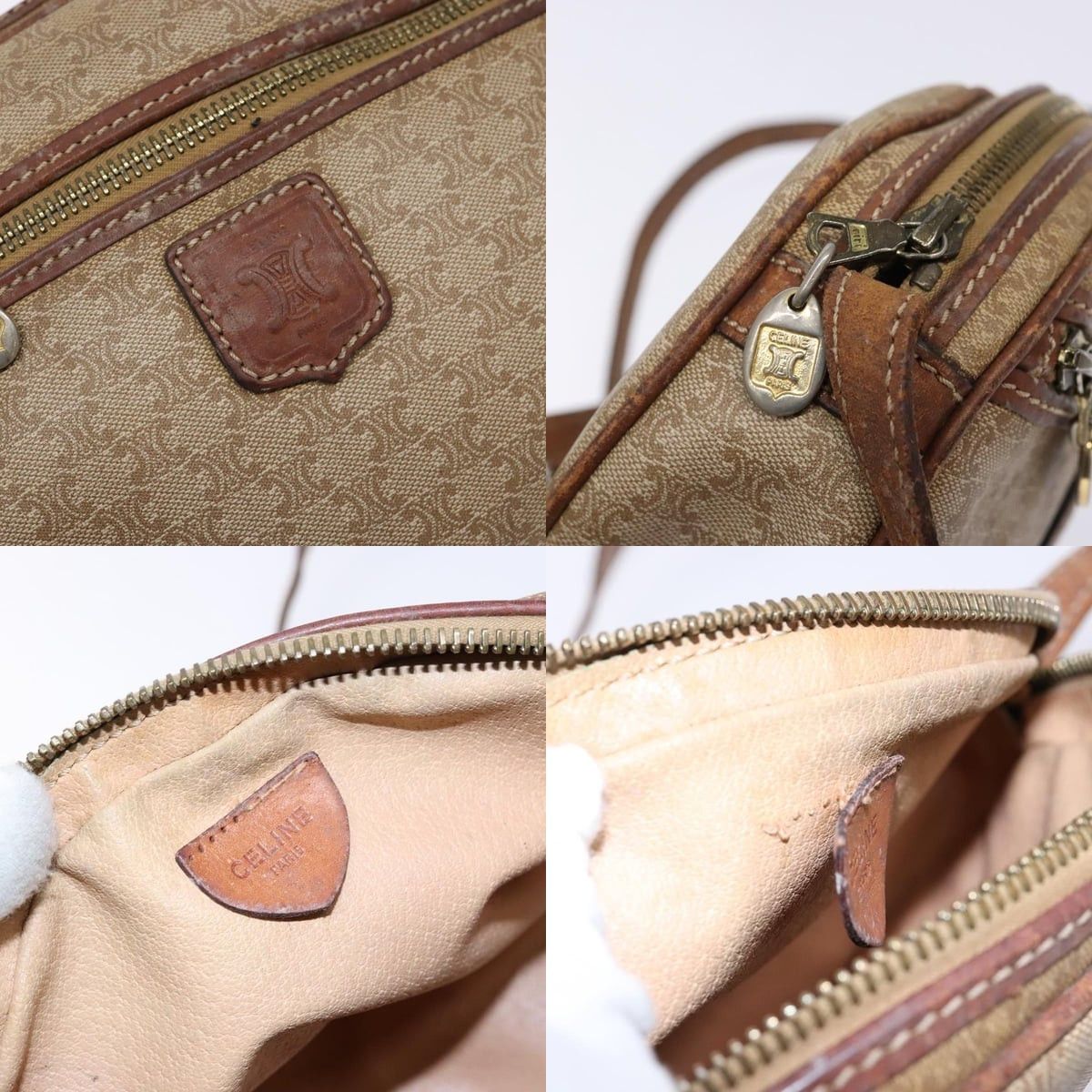 Celine CELINE Macadam Canvas Shoulder Bag Pvc Beige Gold Size ONE SIZE - 11 Thumbnail