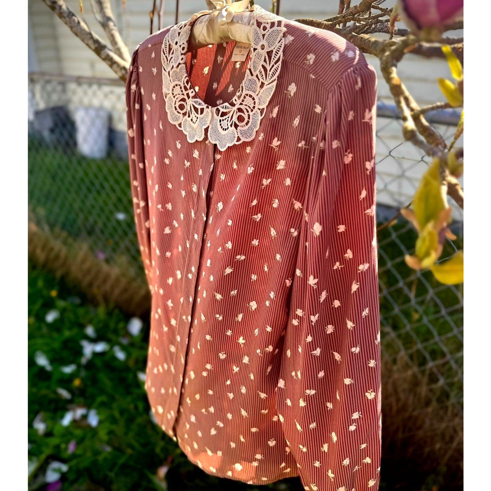 Valentino Vtg 80s Valentino Studio Silk Prairie Blouse Size M / US 6-8 / IT 42-44 - 3 Thumbnail