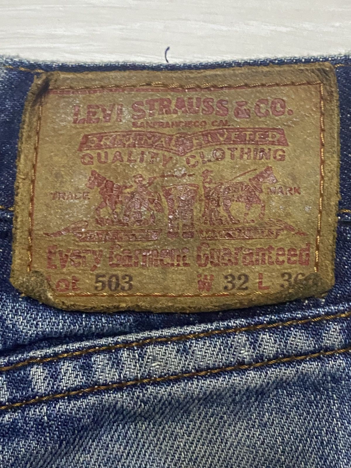 Levi's Vintage Levis 503 Button J09 Distressed Wide Leg Baggy Jeans Size US 31 - 15 Thumbnail