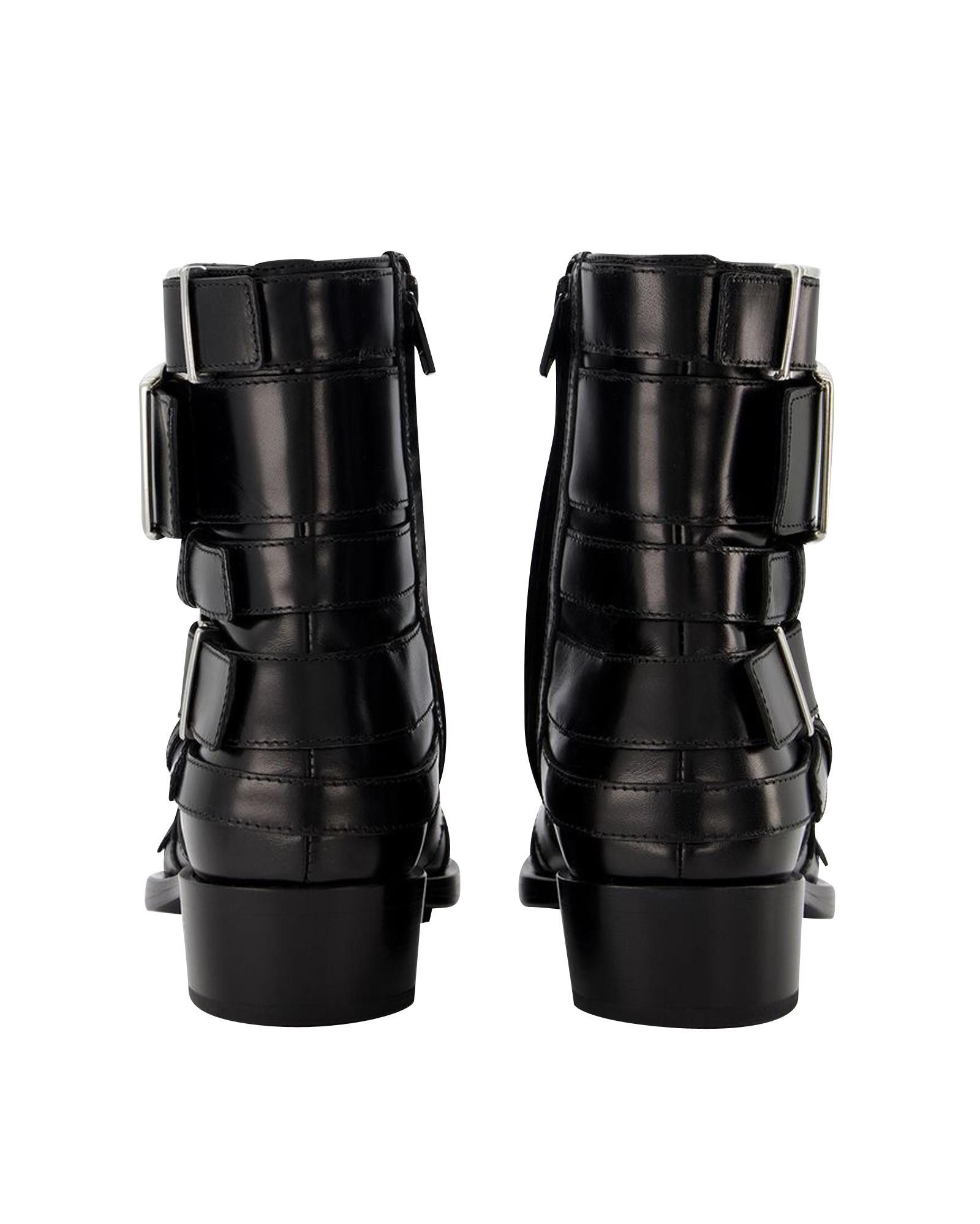image of Alexander Mcqueen Smooth Lambskin Almond Toe Boots With Side Zip Closure in Black, Women's (Size 8)