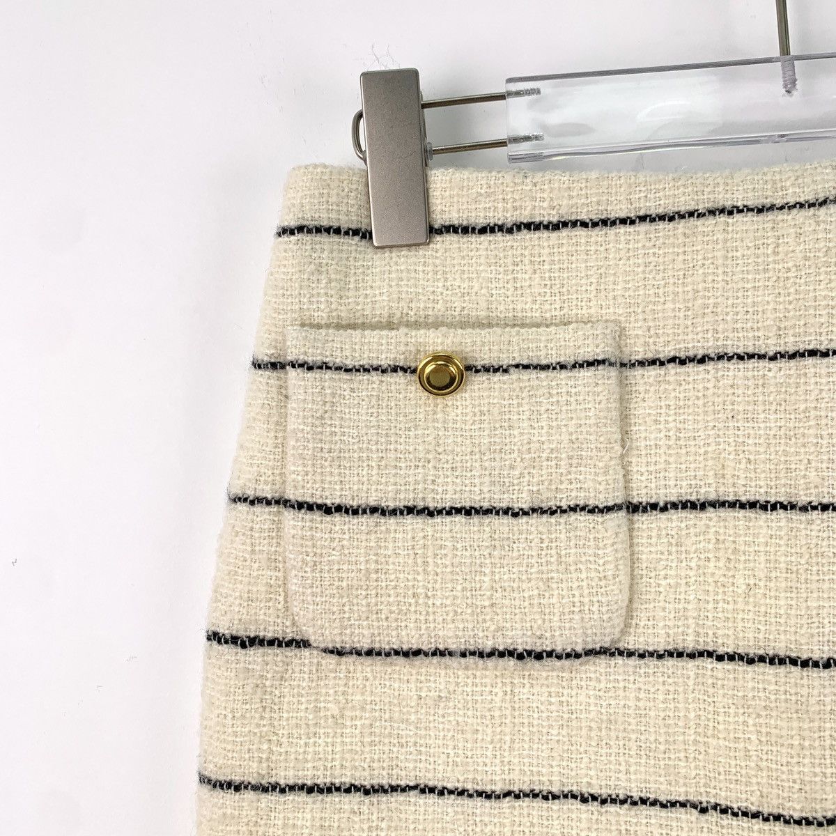 Miu Miu MiuMiu Striped Letter Embroidered Woven Wool Skirt K26WX Size 26" / US 2 / IT 38 - 3 Thumbnail