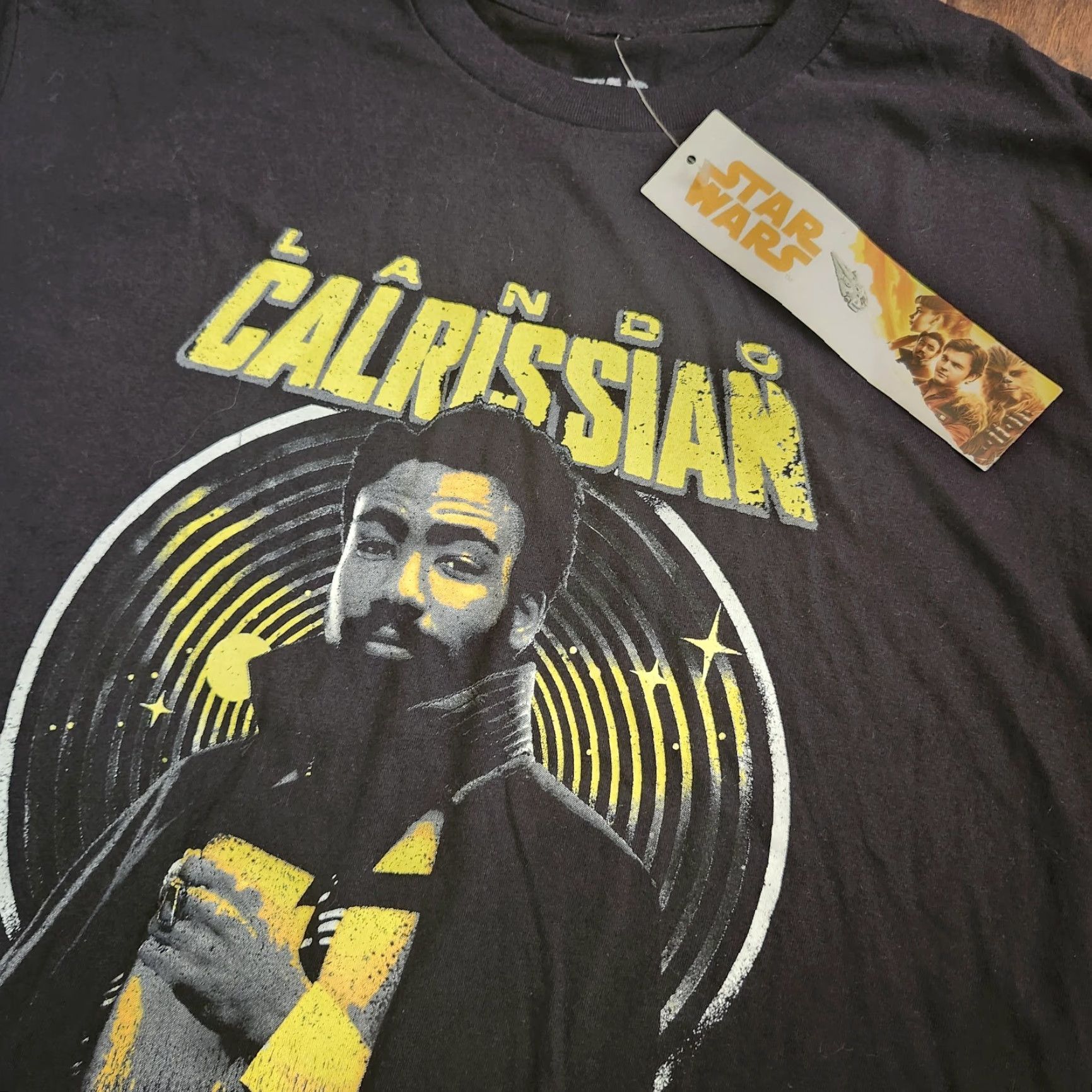 Vintage Star Wars Fifth Sun Men's T-Shirt Graphic Print Lando Calrissian Black Crew Neck Short Sleeve Medium NWT Size US M / EU 48-50 / 2 - 7 Thumbnail
