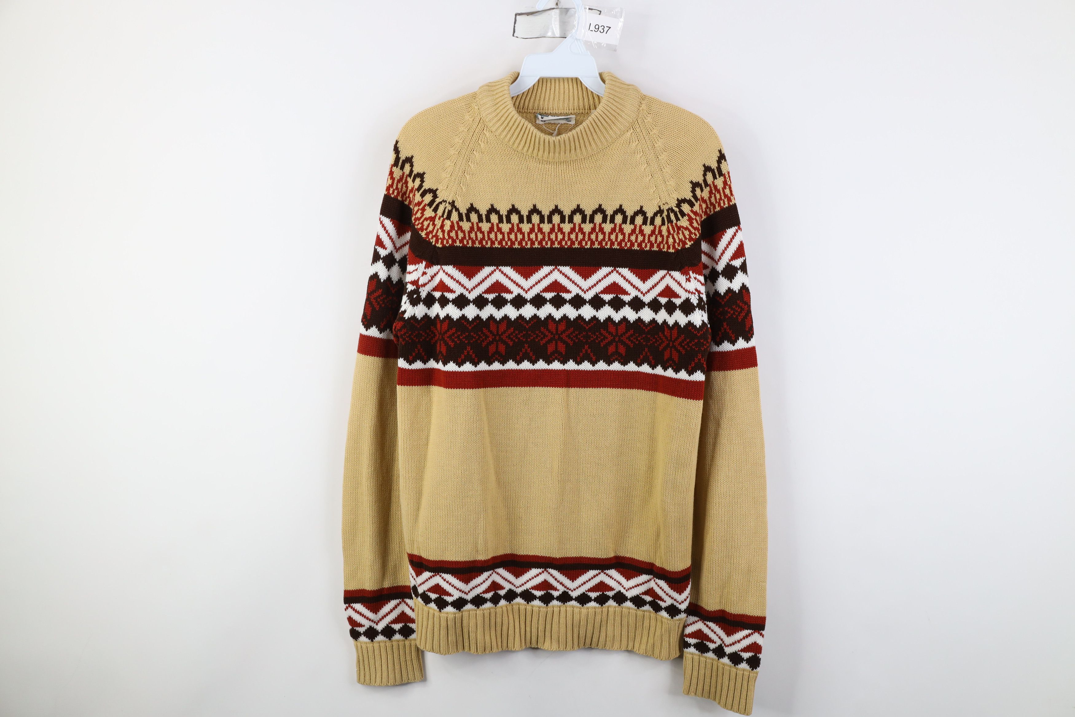 Vintage 70s Mid Century Modern MCM Knit Mock Neck Sweater
