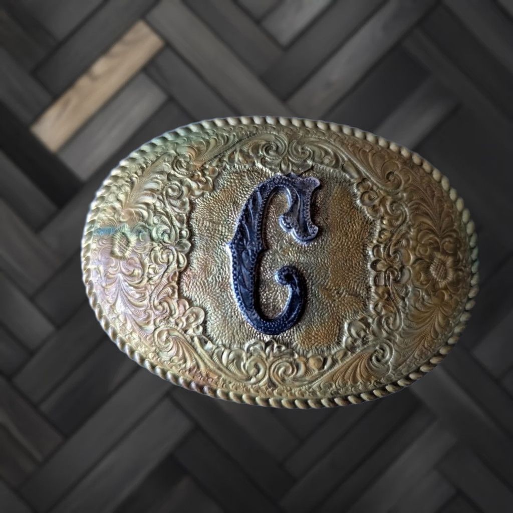 Vintage VINTAGE CRUMRINE belt buckle "C" sterling silver bronze Western Cowboy Men? Size ONE SIZE - 1 Thumbnail