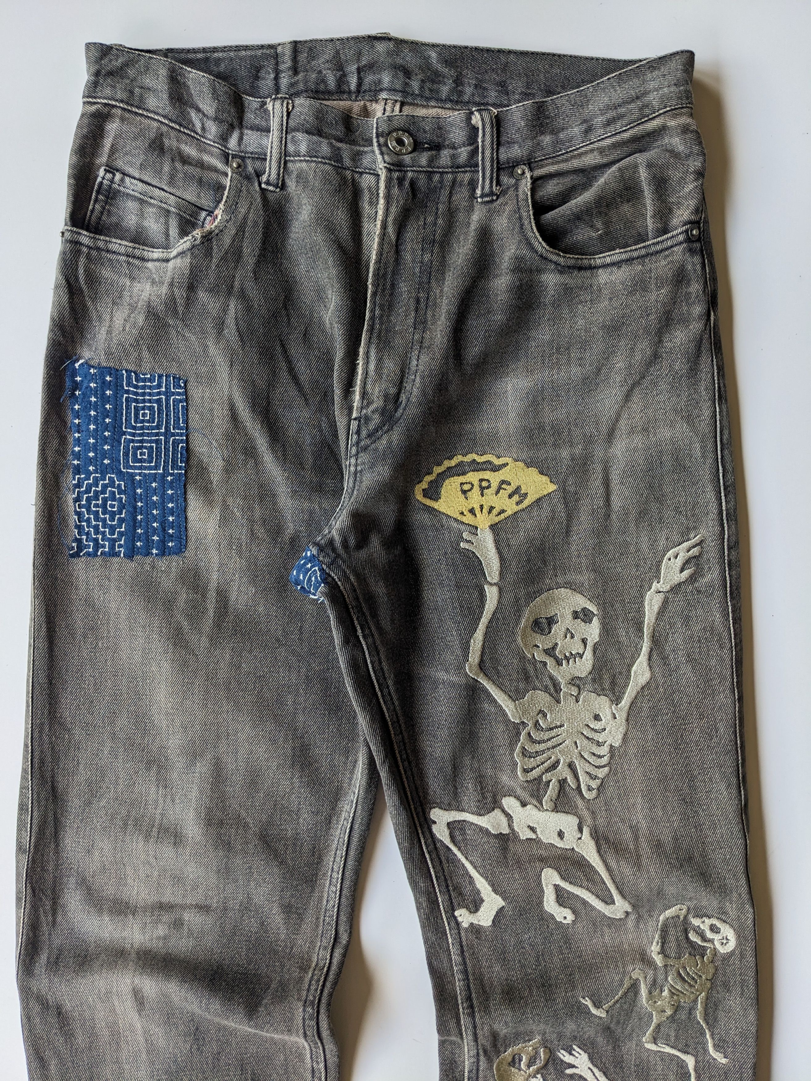 Japanese Brand × PPFM × Tornado Mart PPFM skeleton skeleton boro flare jeans Size US 31 - 3 Thumbnail