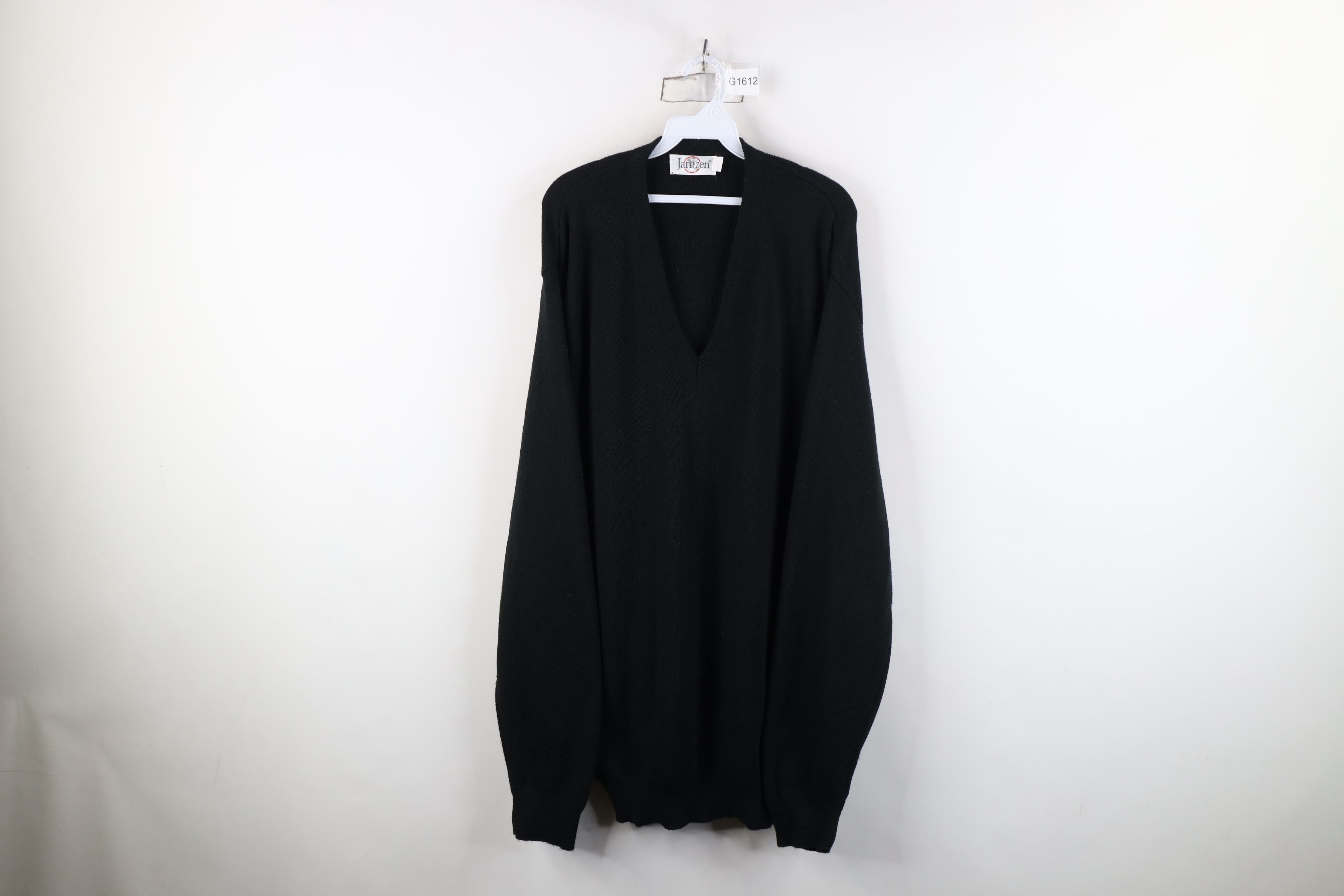 Vintage Vintage 90s Streetwear Blank Knit V-Neck Sweater Black USA Size US XXL / EU 58 / 5 - 1 Thumbnail