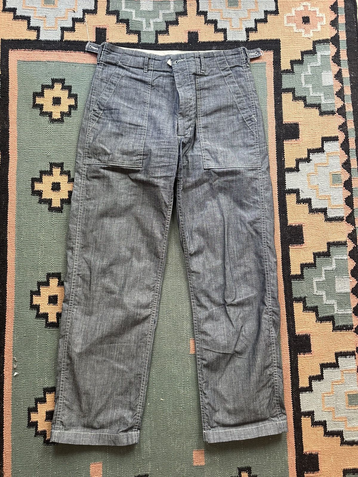 image of Engineered Garments Chambray Fatigues in Blue, Men's (Size 31)