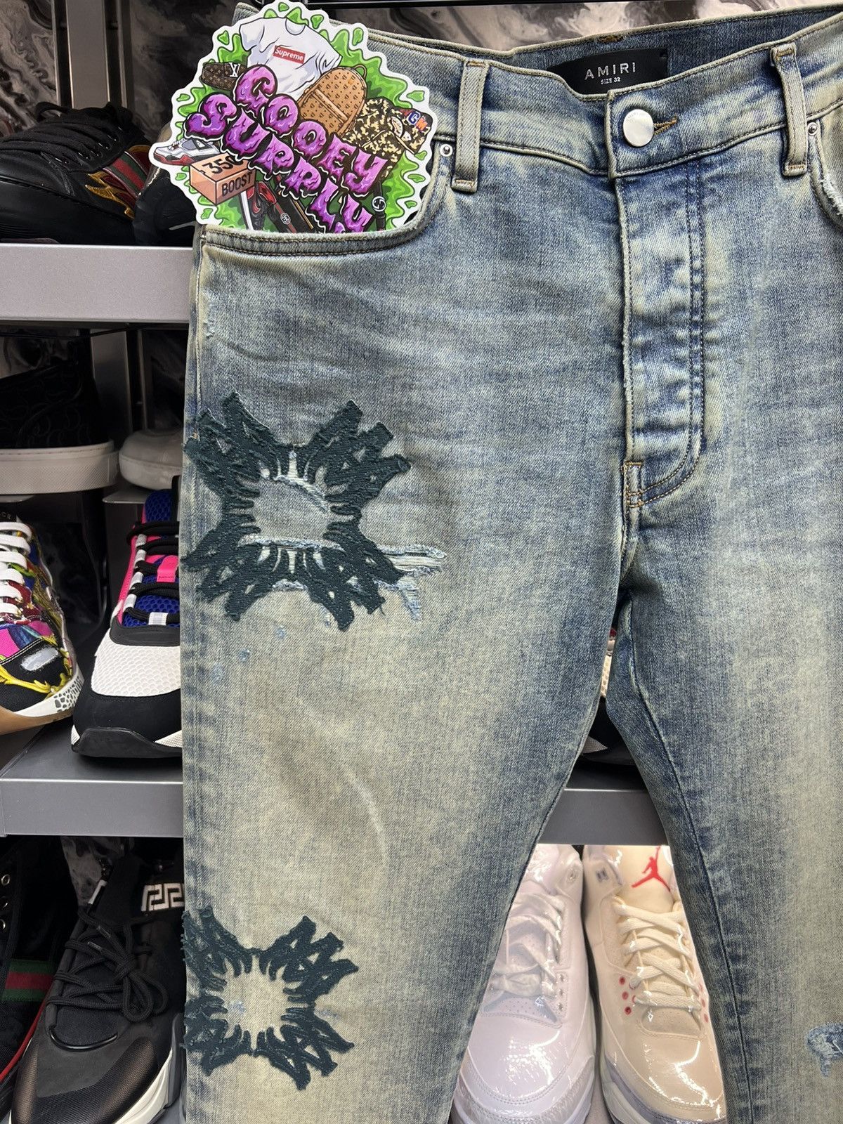 Amiri Amiri MA Quad Applique Skinny Jeans in Blue Wash Size US 32 / EU 48 - 3 Thumbnail