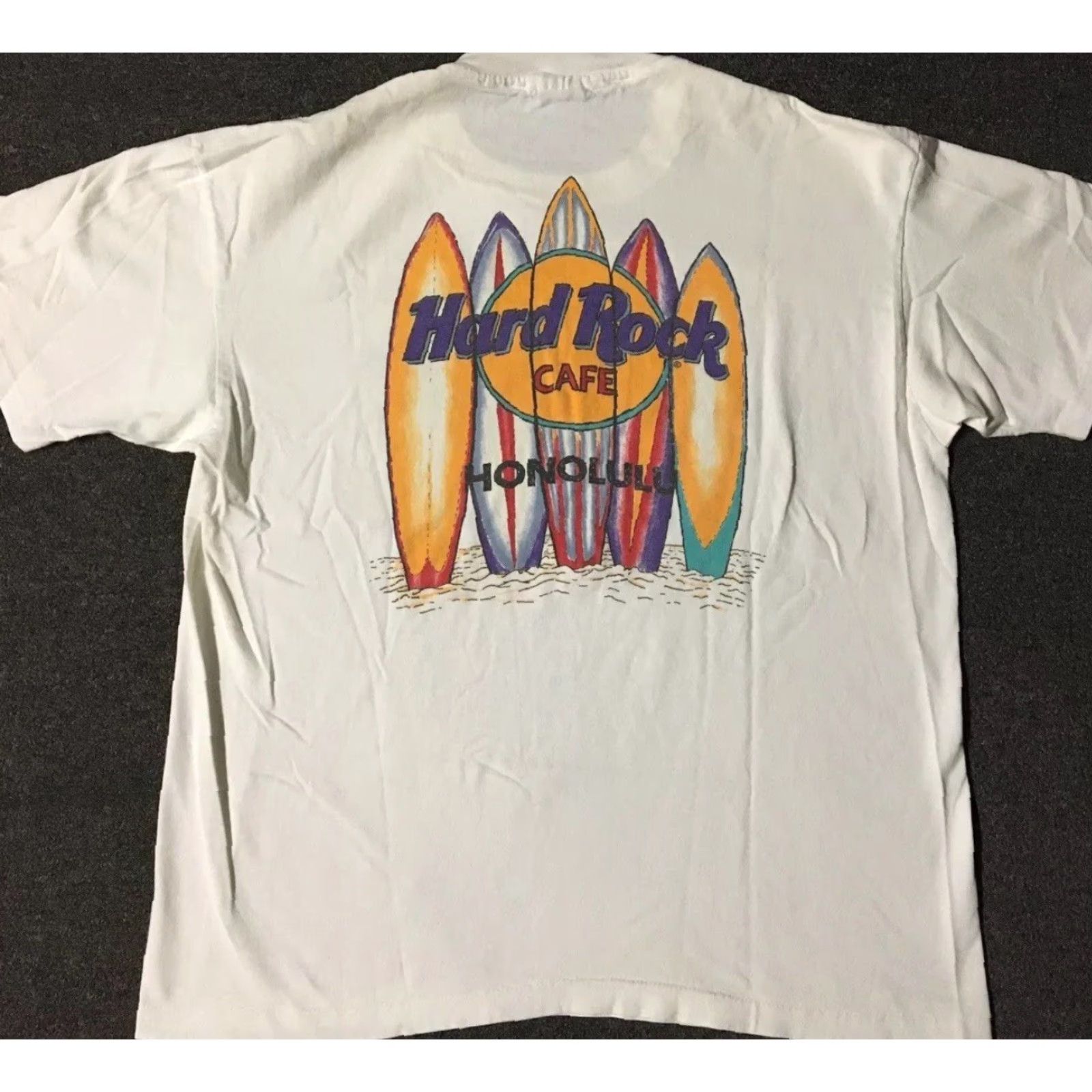 Vintage VINTAGE 90s Hard Rock Honolulu Shirt L White Surf Grunge Hawaii Beach Skate OP 80s USA Mens T-Shirt Short Sleeve Size US L / EU 52-54 / 3 - 2 Thumbnail