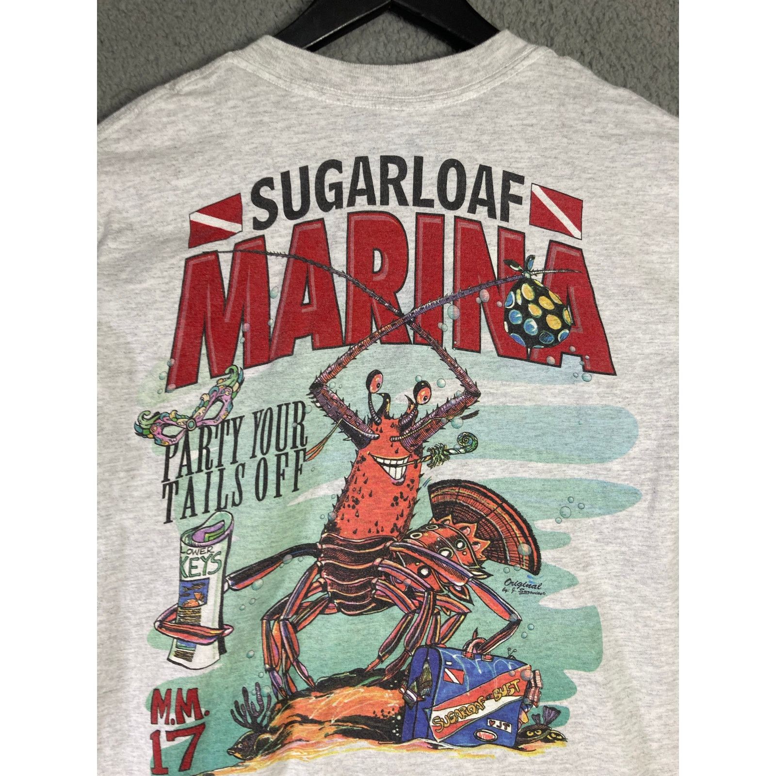 Vintage Sugarloaf Marina Bass Boat Men's Gray Graphic Tee S Size US S / EU 44-46 / 1 - 6 Thumbnail