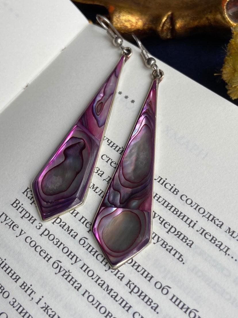 Vintage Vintage Silver Earrings Shell Nacre Mexico Marked 9.4 gr Size ONE SIZE - 5 Thumbnail